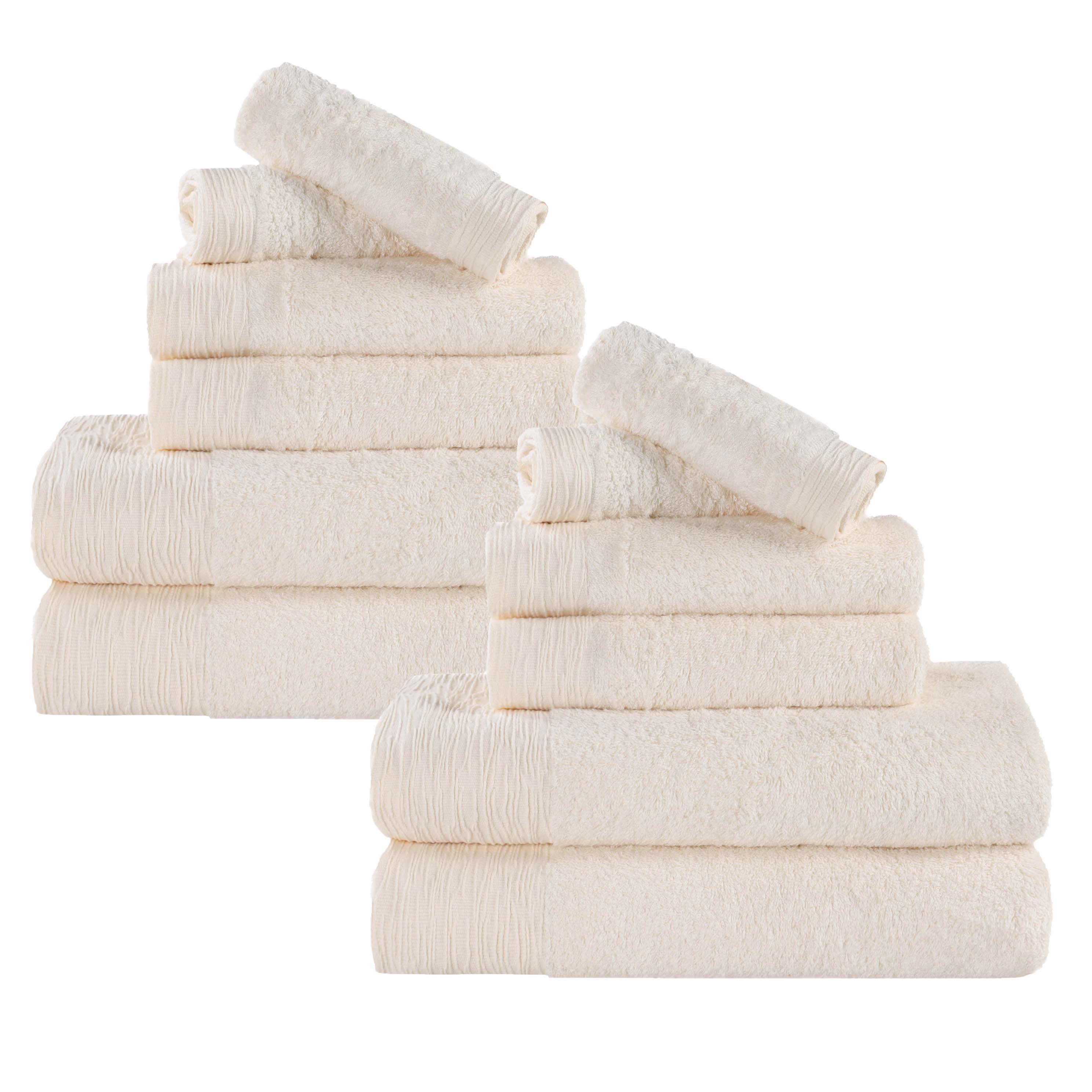 12-Piece Rayon Bamboo Towel Set - Eco-Friendly, Fluffy & Soft Bath Towels for Spa, Gym & Home Use