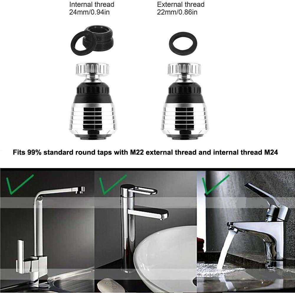 360° Rotating Water Saving Faucet Aerator - Adjustable Swivel Tap Nozzle with Filter for Kitchen & Bathroom | Eco-Friendly Flow Control & Splash Prevention