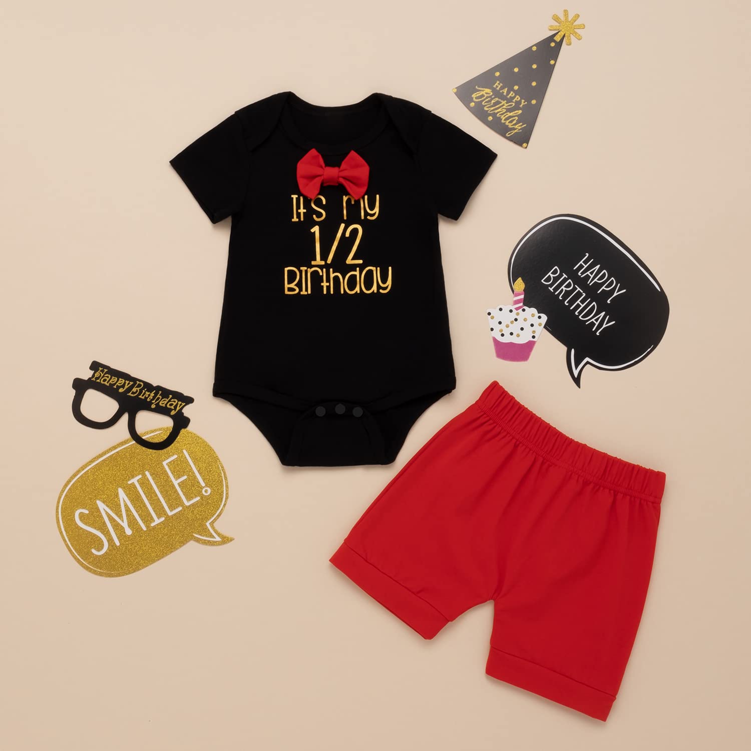 Baby Boy's 1/2 First Birthday Outfit - Newborn Half Way to One Pants Set | 1st Cinco De Mayo & Uno Birthday Clothes | Perfect for Photo Shoots, Parties & Special Celebrations