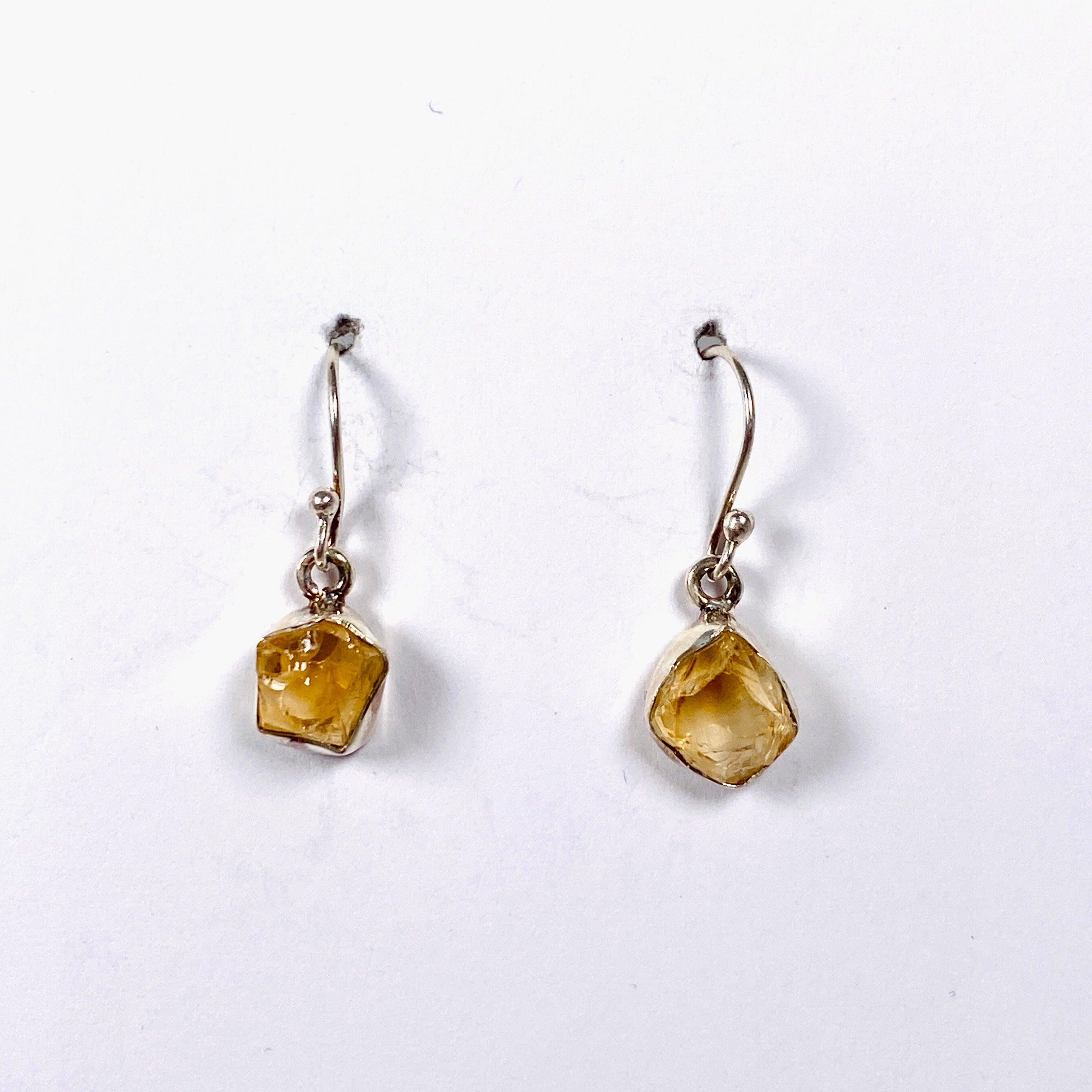 Natural Citrine Raw Stone Earrings E2359 - Handmade Boho Jewelry for Women - Perfect for Everyday Wear, Boho Chic Outfits & Spiritual Healing