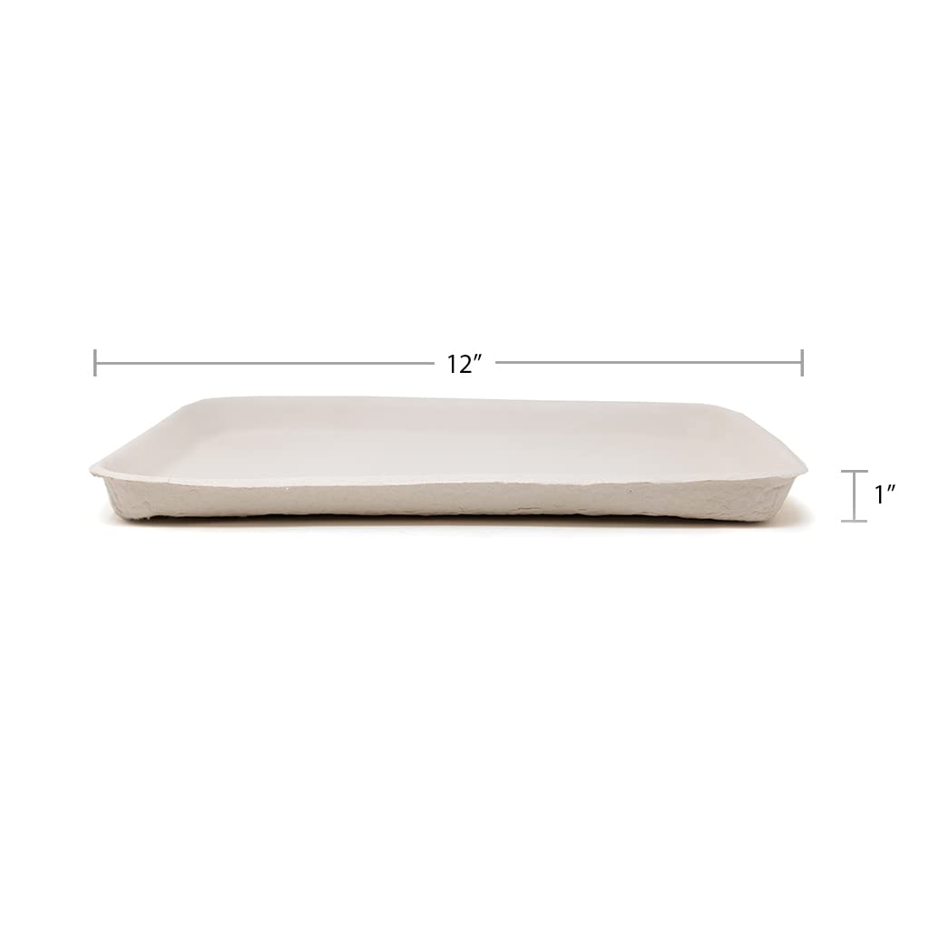 **Pactiv 9x12 Inch Disposable Food Trays – Eco-Friendly Fiber Blend, Perfect for Schools, Cafeterias & Snack Bars – 250 Beige Trays per Case – Ideal for Serving Meals, Snacks & Catering Events**