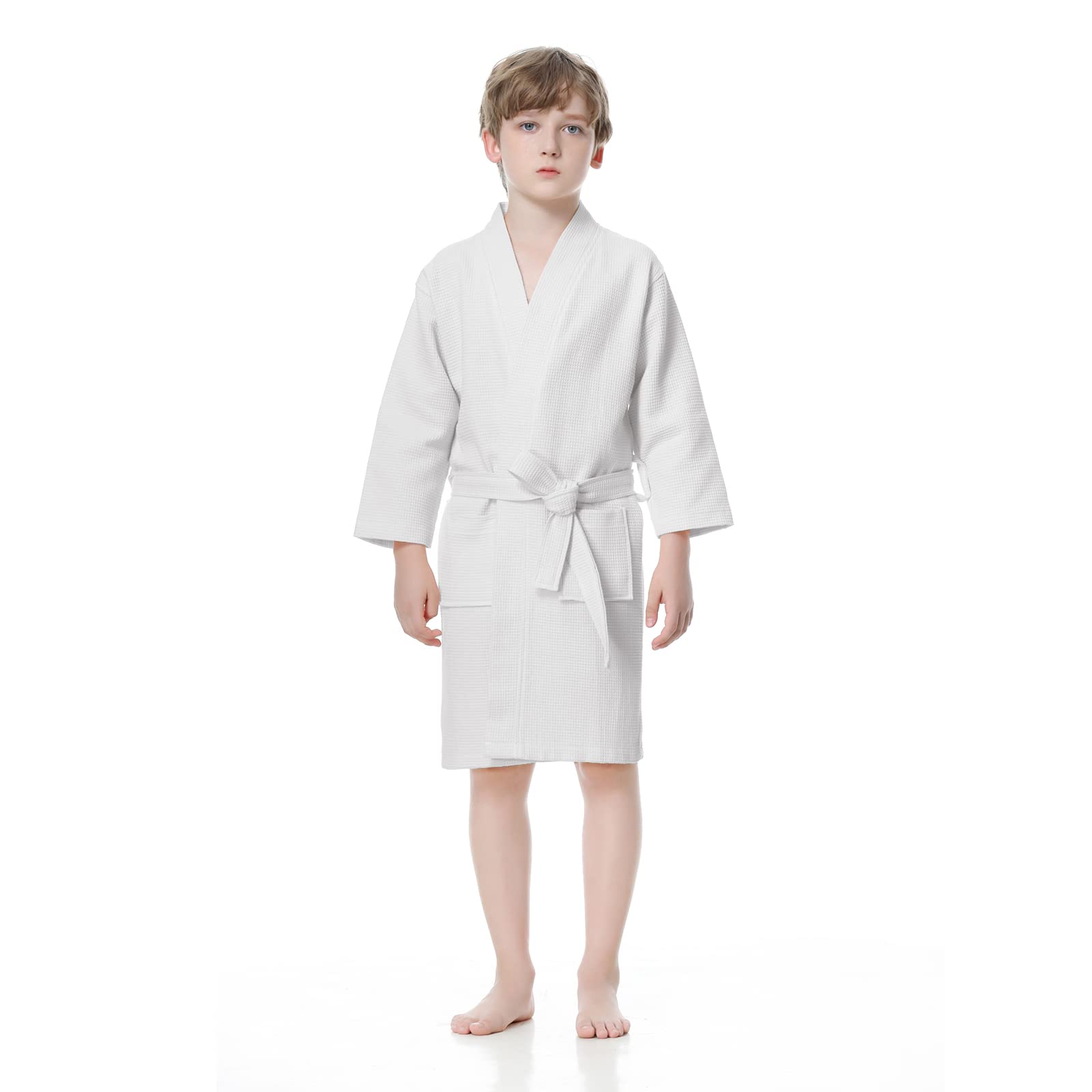 TopTie Kids Bathrobe for Boys & Girls - Soft Waffle Weave Lightweight Sleepwear Robe for Ages 3-10 - Perfect for Bath Time, Lounging & Bedtime Comfort