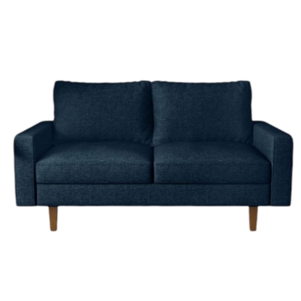 Dark Blue Ashton Linen Loveseat for Living Room - Comfortable 2-Seater Sofa for Small Spaces, Apartment & Cozy Home Decor