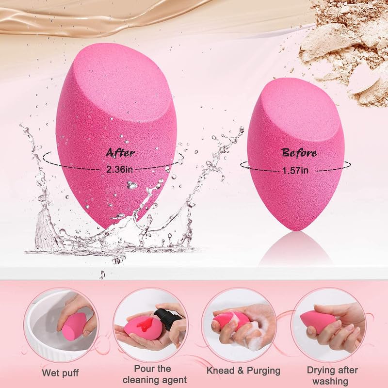 CHRONEX 6-Piece Latex-Free Makeup Sponge Set with Storage Box - Beauty Blender for Foundation, Concealer, Powder & Cream - Multipurpose Cosmetic Sponge for Flawless Makeup Application (Perfect for Daily Use, Travel & Professional Makeup Artists)
