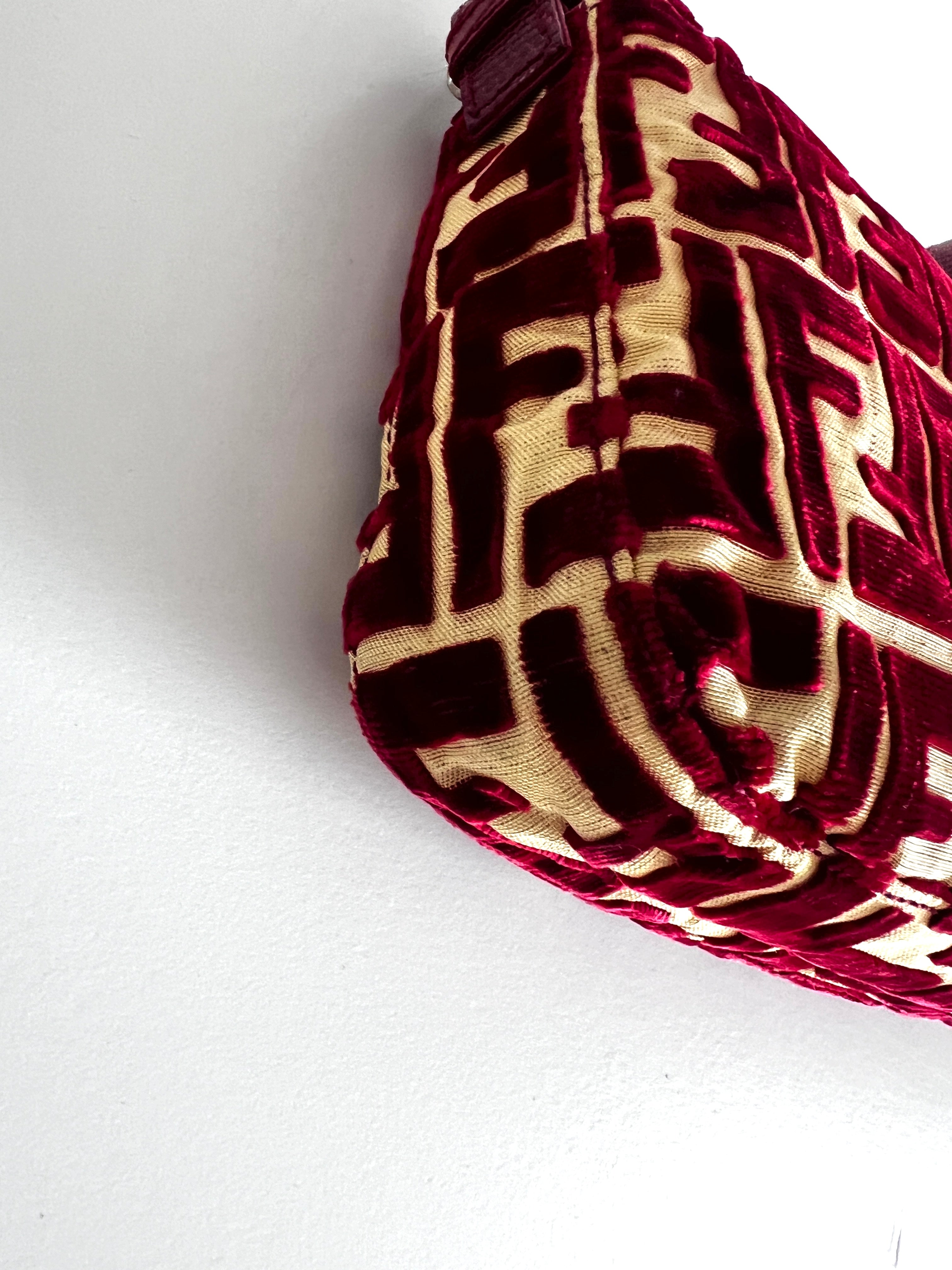 Vintage 1997 Fendi Red Silk Velvet Baguette Bag - Rare Designer Handbag for Women | Perfect for Evening Parties, Weddings & Special Occasions