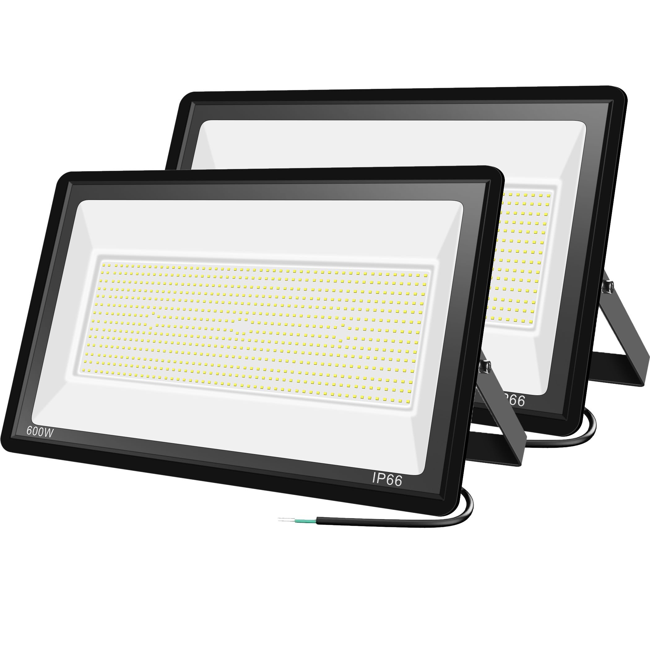600W LED Flood Light Bulbs 2 Pack - IP66 Waterproof Outdoor Lighting, 6000K Daylight White - Bright Security Lights for Yard, Garden, Garage, Stadium, Parking Lot & Warehouse Areas - Ideal for Home Safety and Commercial Use