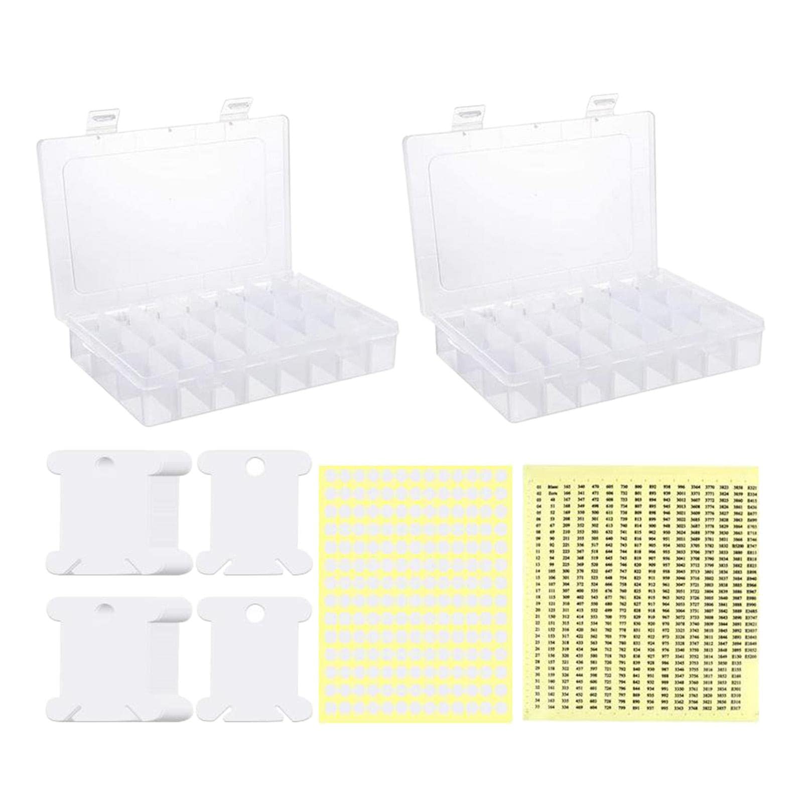 Colcolo 24-Compartment Embroidery Floss Organizer with 150 Bobbins & 552 Number Stickers + 165 Blank Labels - Perfect for Cross Stitch, Needlework & Craft Organization