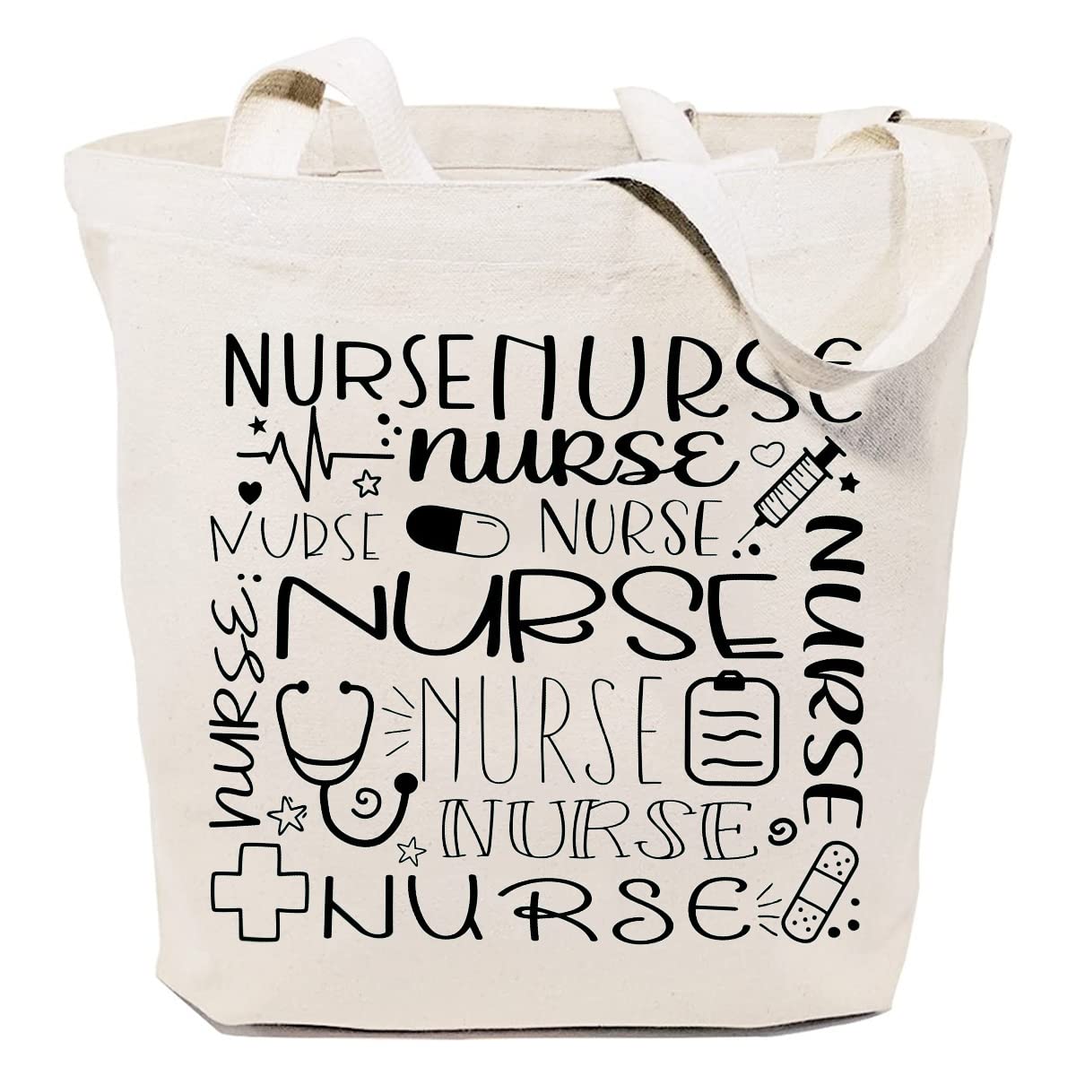 Nurse Tote Bag for Nursing Students & RNs - Durable Cotton Canvas Shoulder Bag - Perfect for Clinicals, School & Shopping - Reusable Gift for Registered Nurses