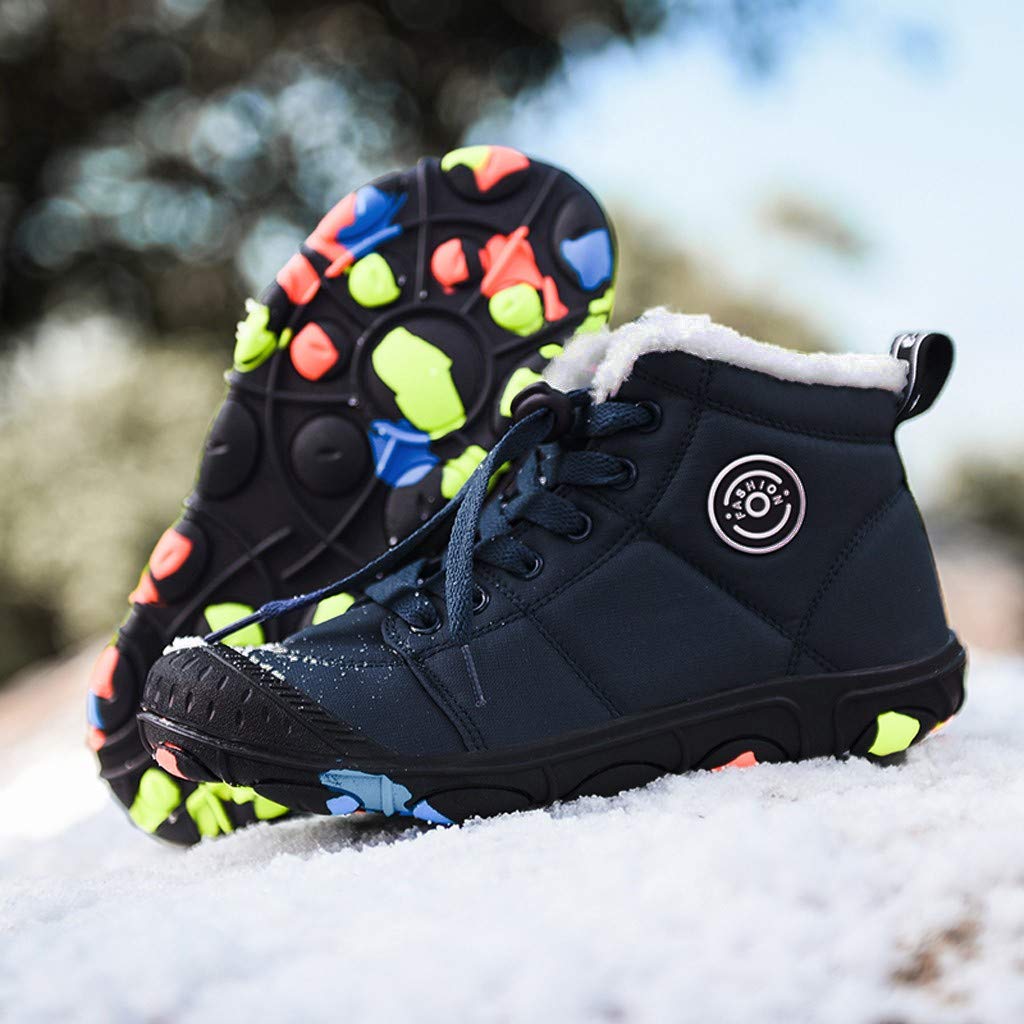IQYU Women's Lace-Up Ankle Boots - Winter Snow Boots with Lining, Barefoot-Friendly Hiking Shoes for Outdoor Trekking | Windproof & Warm for Autumn Winter Adventures | Perfect for Snowy Hikes, Urban Commuting & Casual Wear