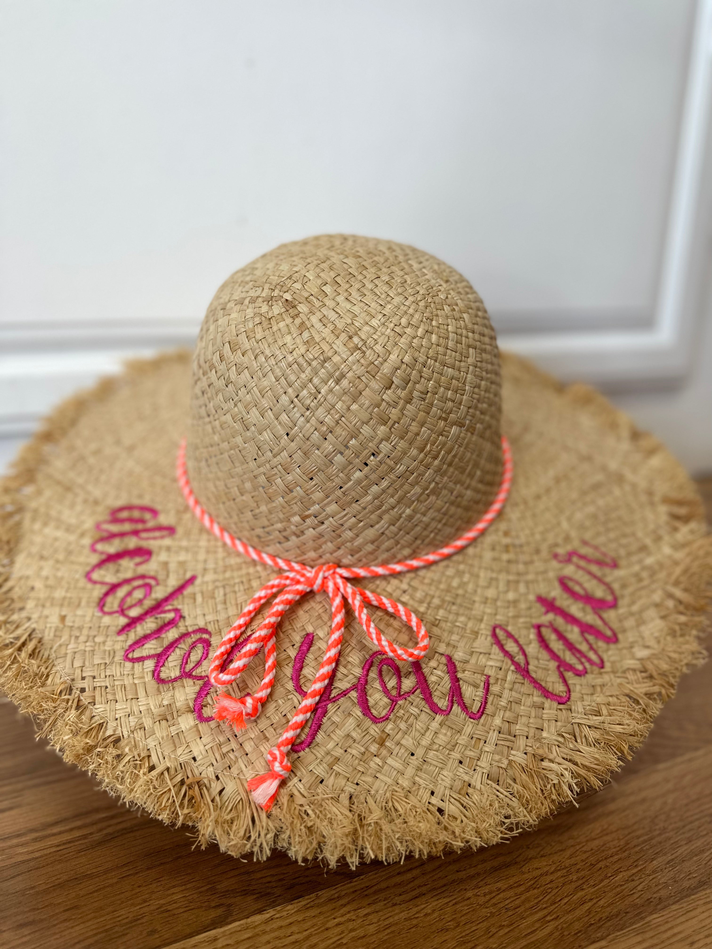 Alcohol You Later Beach Hat - Funny Drinking Sun Hat for Women & Men - Perfect for Pool Parties, Beach Vacations & Summer Cocktail Events