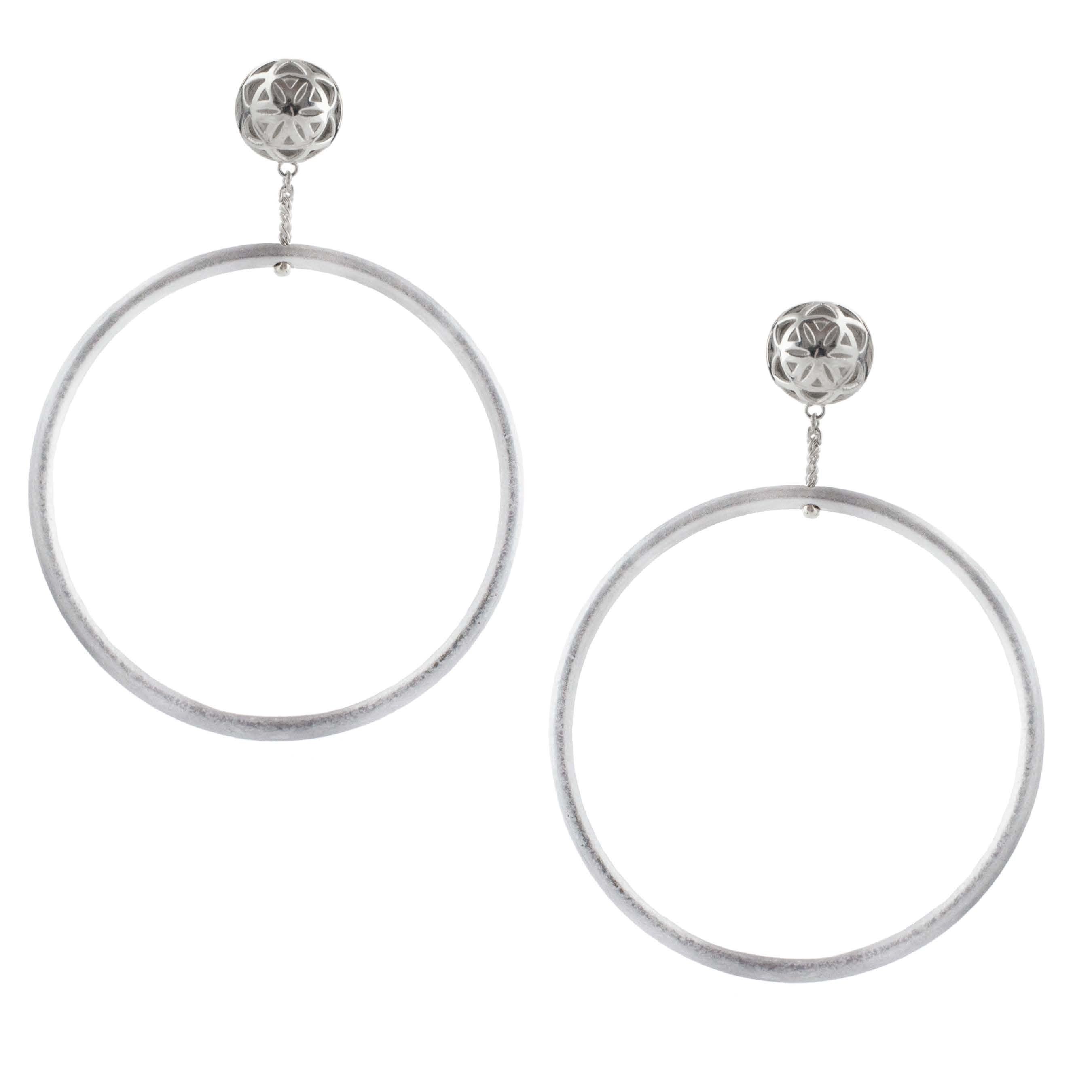 Spheric Seed of Life Hoop Earrings - Stainless Steel Spiritual Jewelry for Women - Perfect for Yoga, Meditation & Boho Fashion