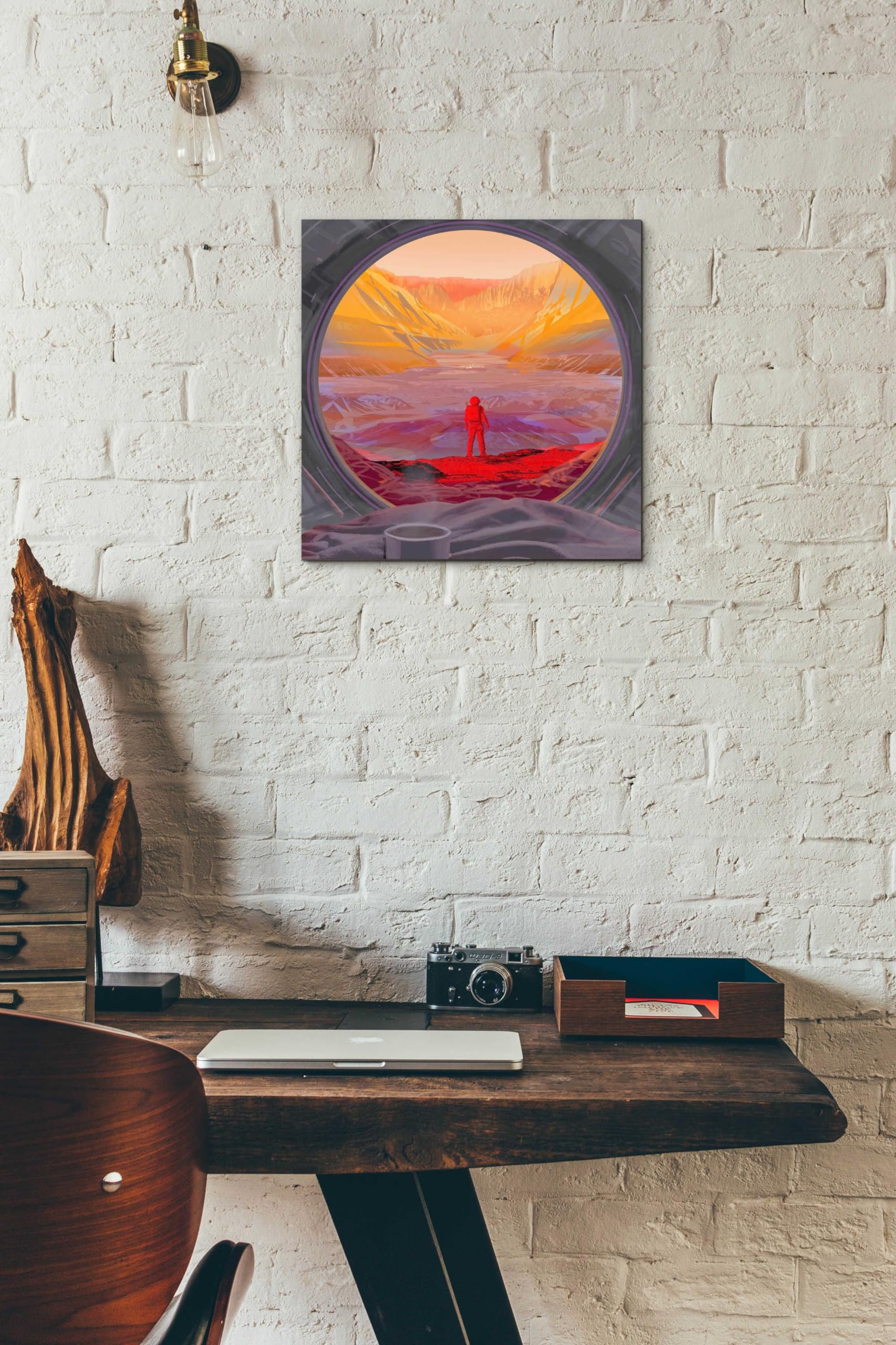 Epic 'On Mars' Acrylic Glass Wall Art - 12x12 Inch Modern Space Themed Home Decor - Perfect for Living Room, Bedroom or Office Decoration