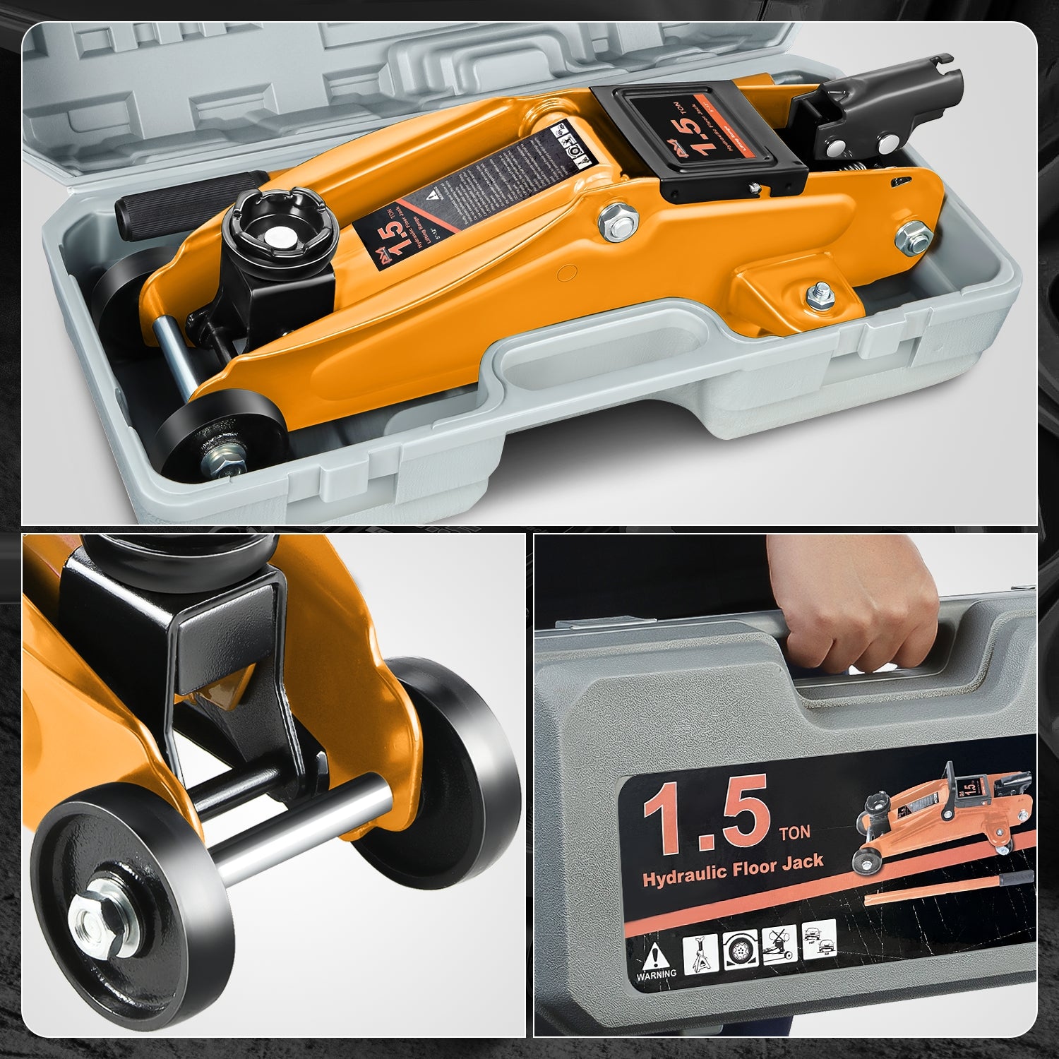 1.5 Ton Hydraulic Trolley Floor Jack - Heavy Duty Car Lift with 5.3