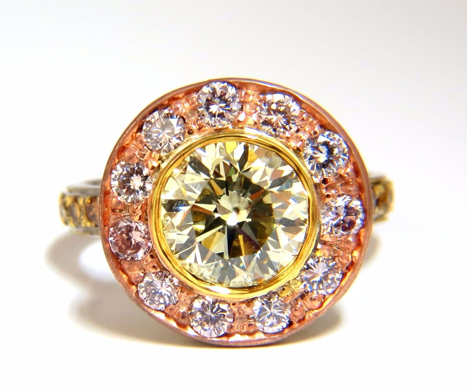 GIA Certified 3.67 Carat Fancy Round Diamond Ring - Circular Flush Deck Setting for Engagement, Wedding & Anniversary Gifts
