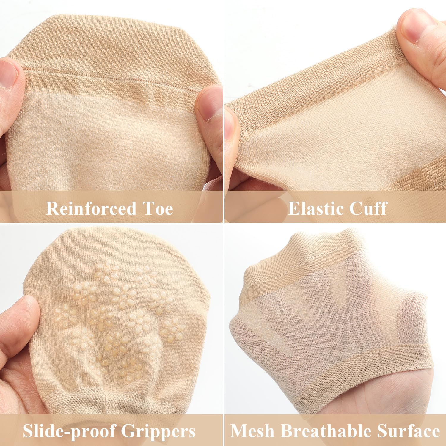 Women's No Show Toe Socks for Mules - 4/6 Pairs of Comfortable Half Socks & Toe Toppers Liners - Perfect for Loafers, Flats & Open Back Shoes