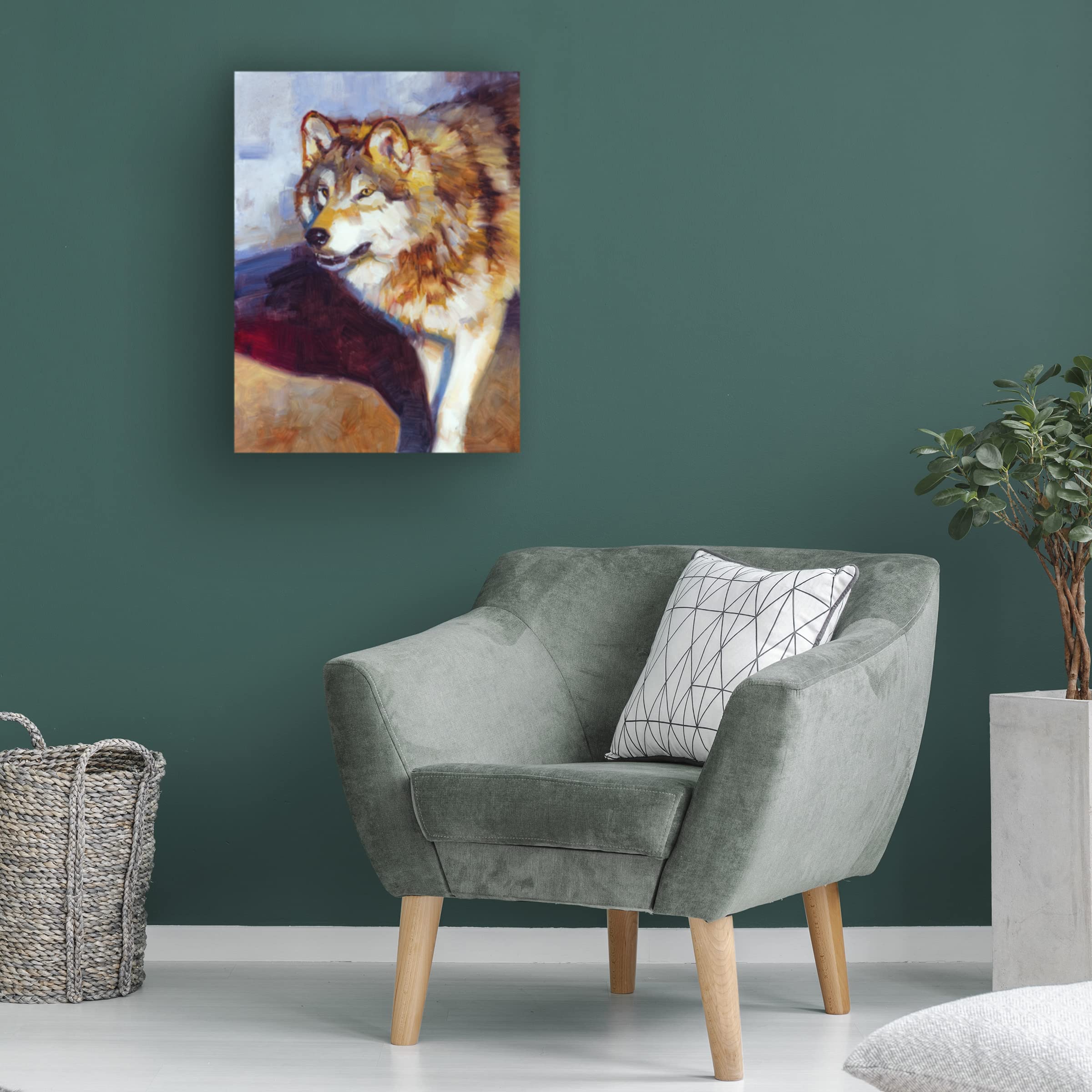 Wolf Study II Canvas Art Print by Julie T Chapman - Wildlife Animal Wall Decor for Living Room, Bedroom & Office