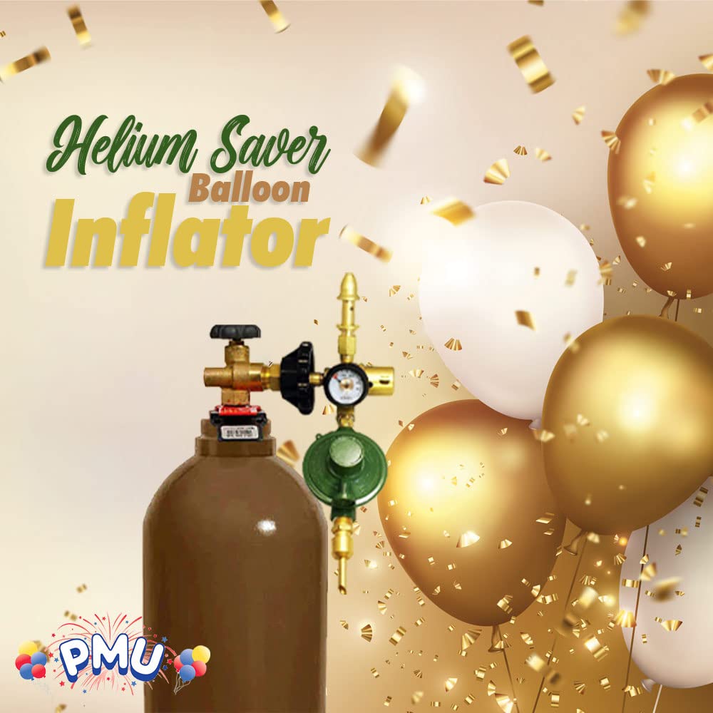 PMU Helium Saver Balloon Inflator - Automatic Shut-Off Dual Foil & Latex Balloon Filler with Air Flow Regulator & Pressure Gauge - Gas Saver for Mylar/Foil Balloons (HR-1280-60/40) - Perfect for Birthday Parties, Weddings & Event Decorations