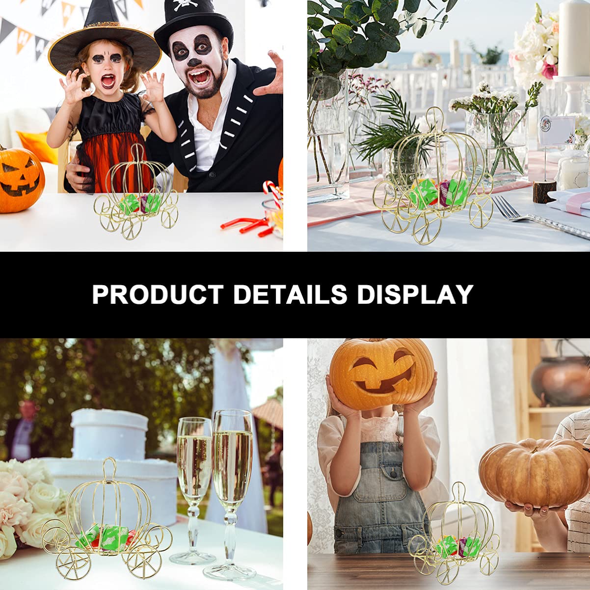Homoyoyo 1PCS Metal Pumpkin Carriage Candy Box - Elegant Wedding Party Decor & Halloween Candy Holder - Perfect for Centerpieces, Table Settings, and Seasonal Celebrations