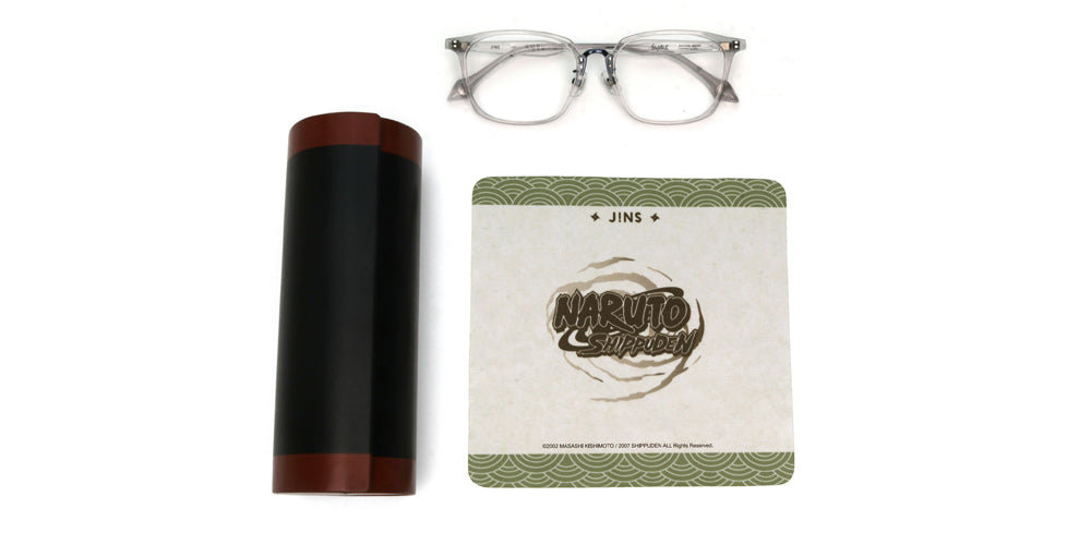 JINS x NARUTO SASUKE Model Gray Glasses - Anime Inspired Eyewear for Naruto Fans - Perfect for Cosplay, Collecting, and Everyday Wear