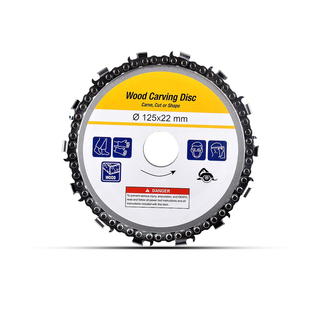 KATUR 5 Inch Angle Grinder Chain Disc - Double Saw Teeth Anti-Kickback Wood Carving Blade, 14 Teeth with 22mm Center Hole - Perfect for Woodworking, DIY Projects & Tree Branch Cutting
