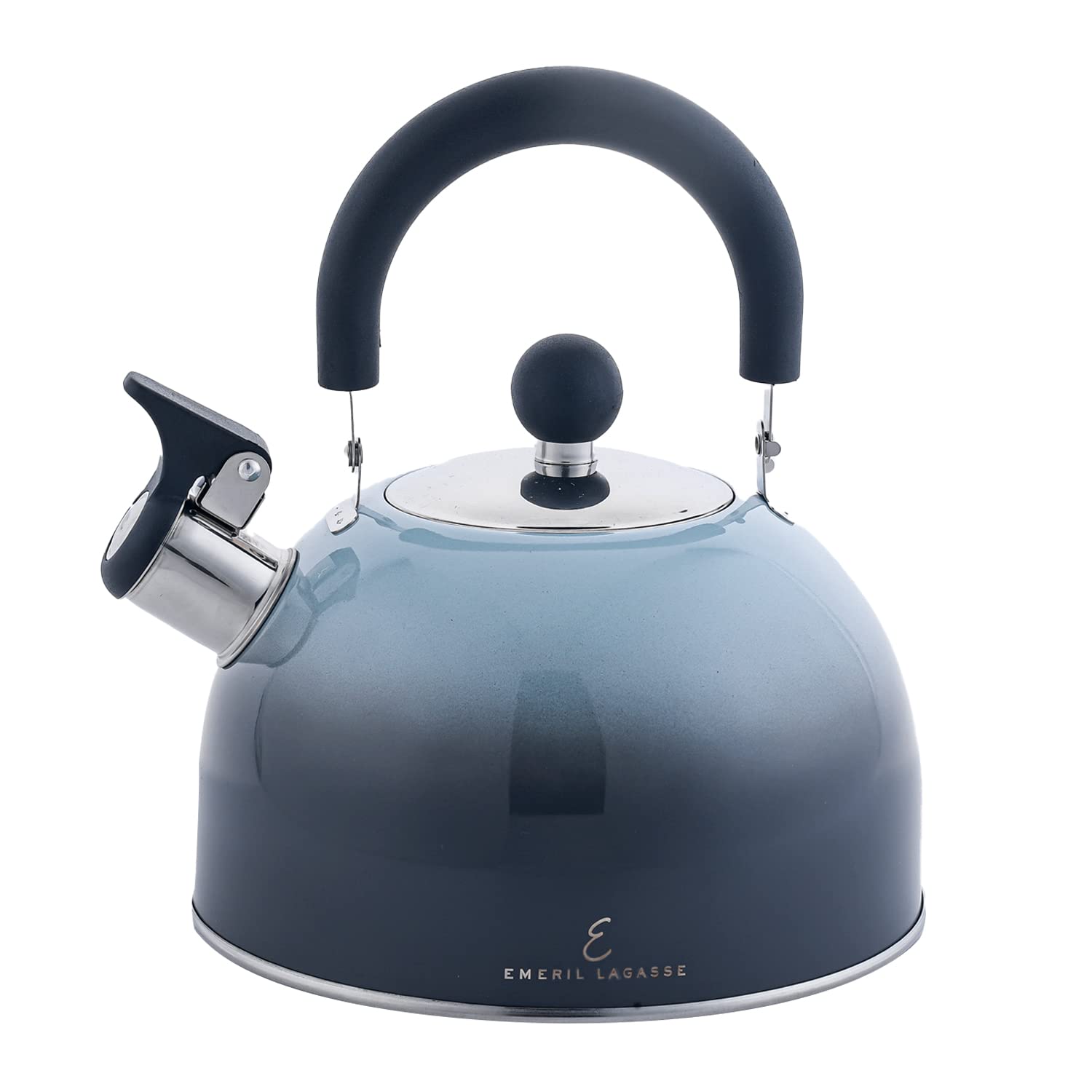 Emeril Lagasse 2.6 Quart Stainless Steel Whistling Tea Kettle - Induction Compatible, Fast Boiling Water Pot with Cool-Touch Handle for Home, Kitchen & Office - Perfect for Tea, Coffee & Cooking (Black)