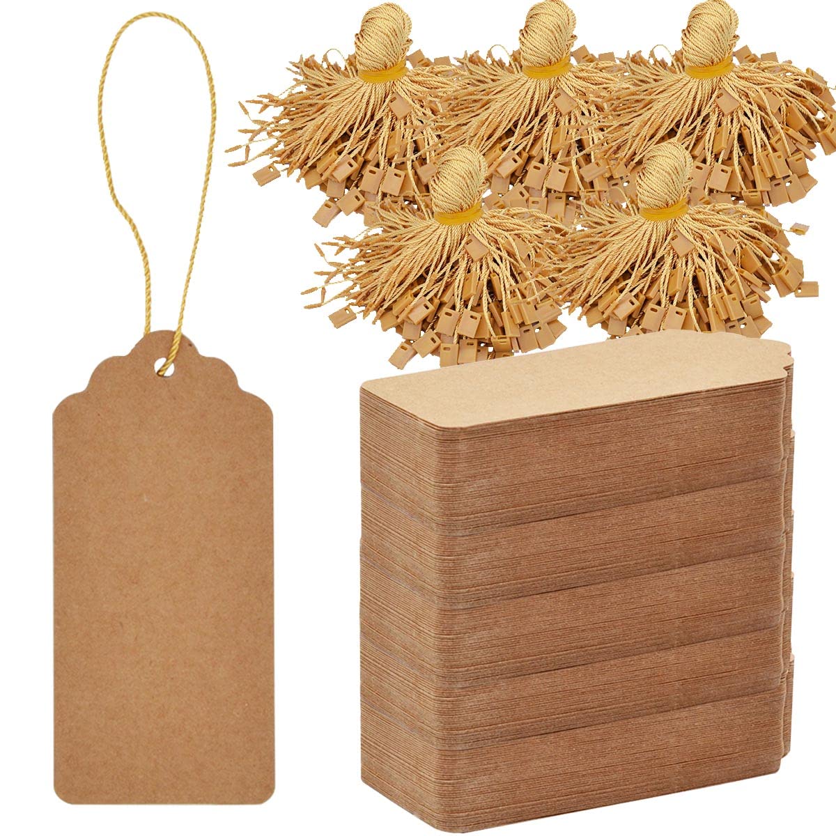 1000 PCS Eco-Friendly Kraft Paper Hanging Tags - Large Brown Clothing & Gift Tags for Retail, Handmade Crafts, Boutique Packaging (3x5 Inches) - Perfect for Branding, Wedding Favors & Small Business Merchandise