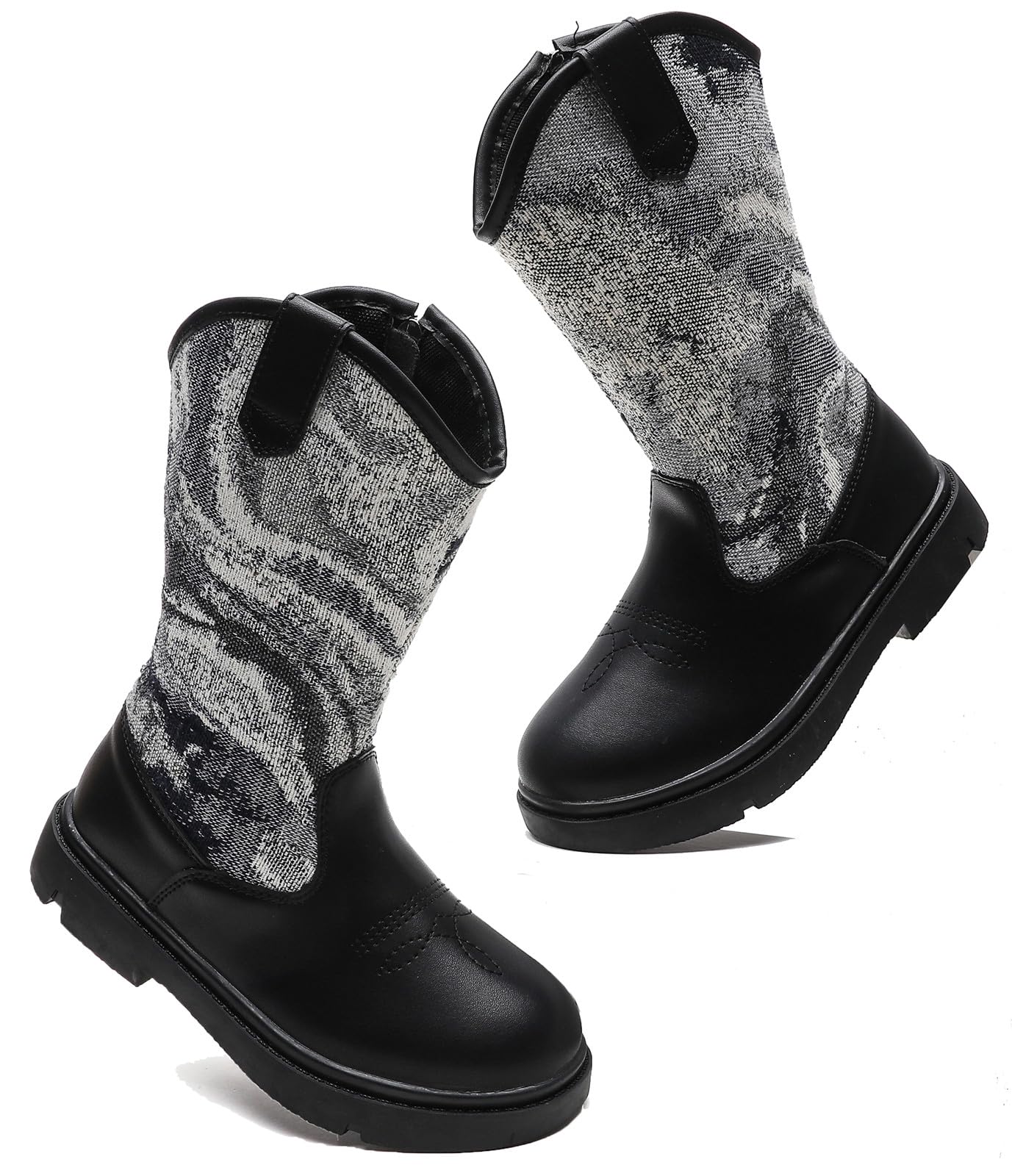 **DADAWEN Kids Cowboy Boots for Boys & Girls - Waterproof Western Riding Boots with Side Zipper - Toddler, Little Kid & Big Kid Sizes - Perfect for Rodeo, Horseback Riding & Country Style**