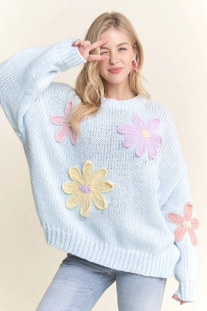 Floral Applique Knit Sweater for Women - Soft & Stylish Pullover (Multiple Colors) | On Sale $35.20 | Perfect for Fall Fashion, Date Nights & Casual Outings