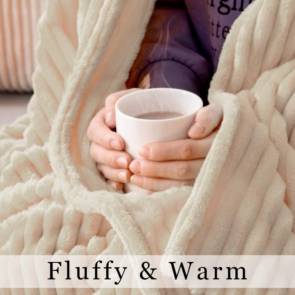 MIULEE Soft Fleece Throw Blanket - Striped Fuzzy Flannel Blanket for Couch, Bed & Sofa - Warm Cozy Twin Size 60x80 Inches - Perfect for Winter Nights, Movie Time & Boho Home Decor