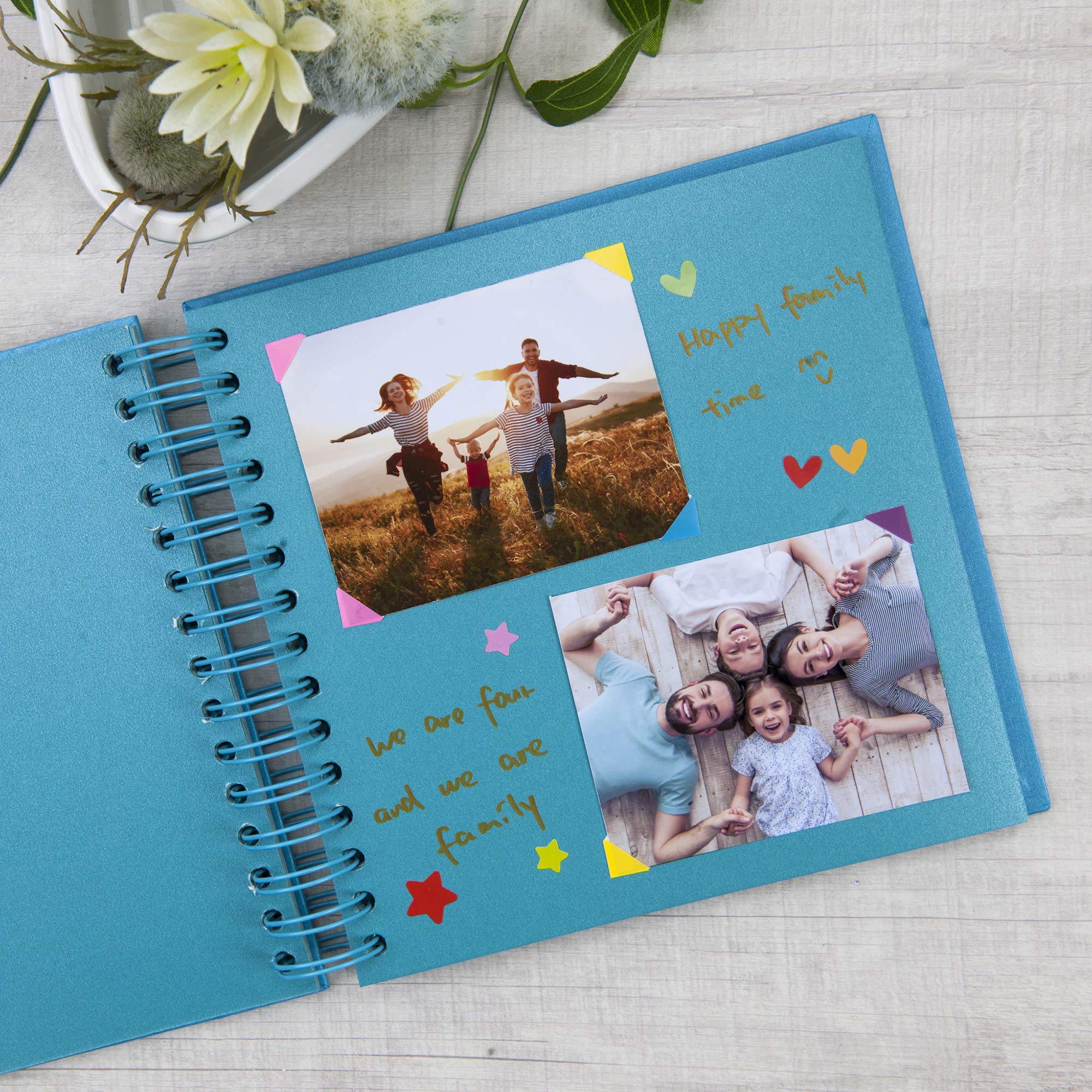 8x8 Inch DIY Scrapbook Album with Window Cover - 80 Pages Craft Memory Book for Wedding, Family, Travel & Baby Photos - Blue - Perfect for Gift Giving, Home Decor & Creative Projects