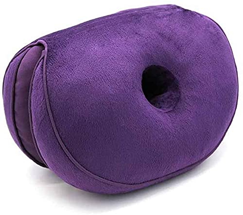 Dual Comfort Cushion for Sciatica & Tailbone Pain Relief - Posture Correcting Seat Pad with Hip Lift Support (Purple, 5x31x10cm) - Perfect for Office Chairs, Car Seats & Home Use to Alleviate Back & Hip Discomfort