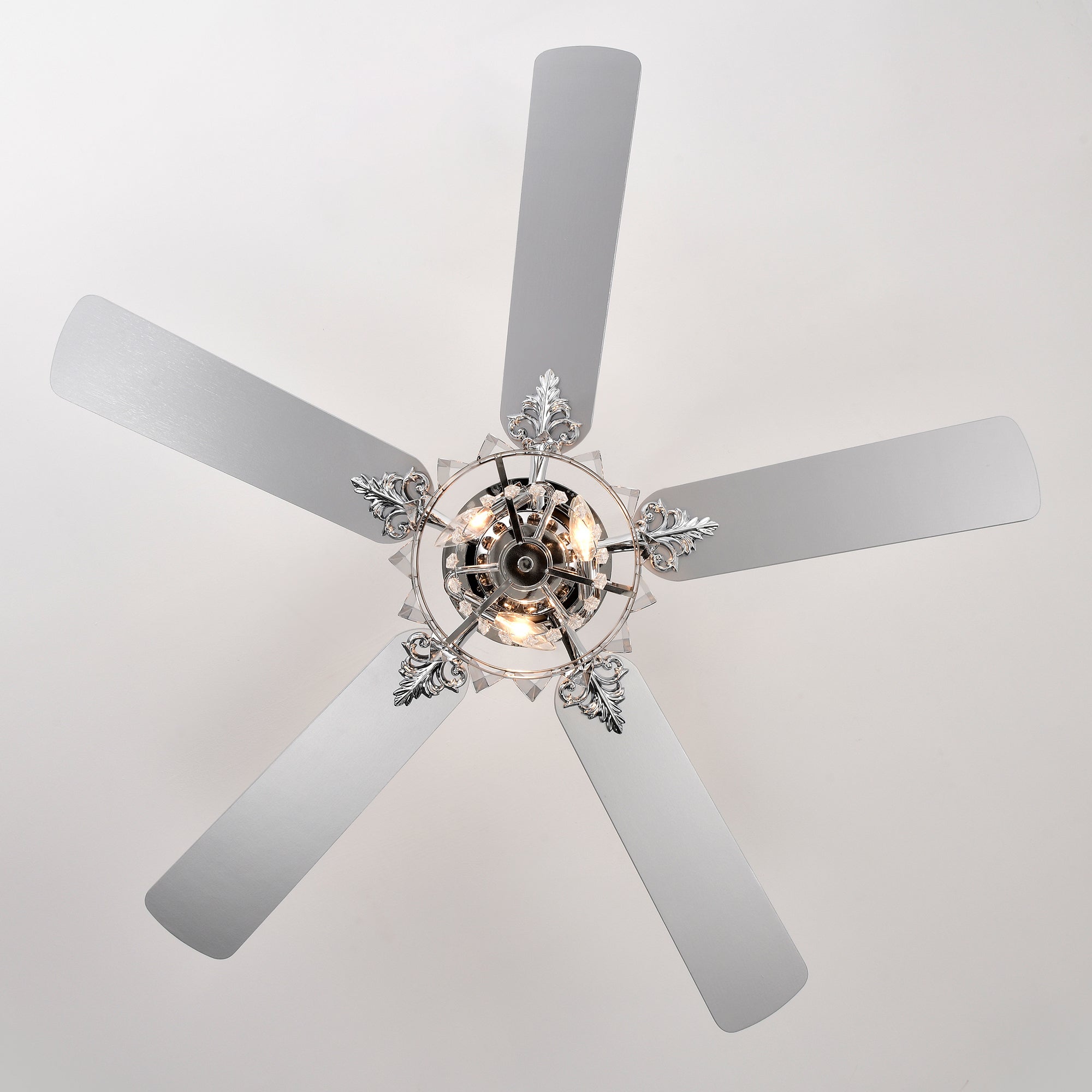 Crystal Ceiling Fan with Reversible Blades, 3 Wind Speeds & Remote Control - Perfect for Bedroom, Living Room & Dining Room (Chrome Finish) | Modern Cooling Solution for Home Comfort