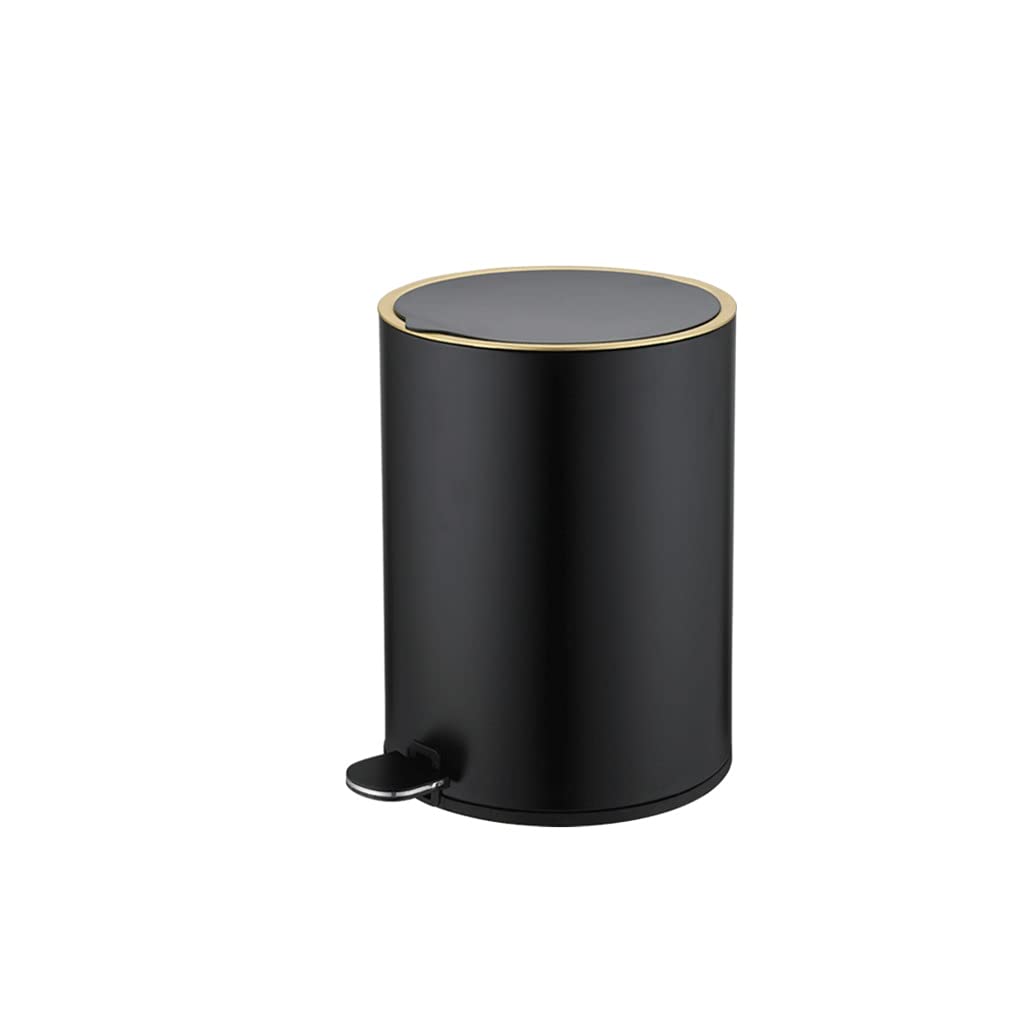 Stainless Steel Dual Compartment Recycling Bin with Plastic Inner Buckets - 12L/3.1 Gallon Pedal Trash Can for Kitchen, Office, Bathroom - Eco-Friendly Waste Separation Garbage Bin (Black)