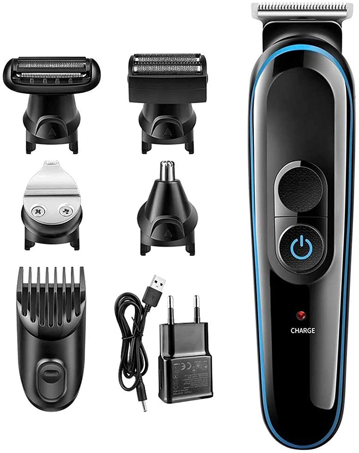 Professional 6-in-1 Cordless Hair Clippers for Men - Electric Hair Trimmer & Beard Trimmer Kit with Multiple Guards | Perfect for Home Haircuts, Barbershop Grooming & DIY Styling