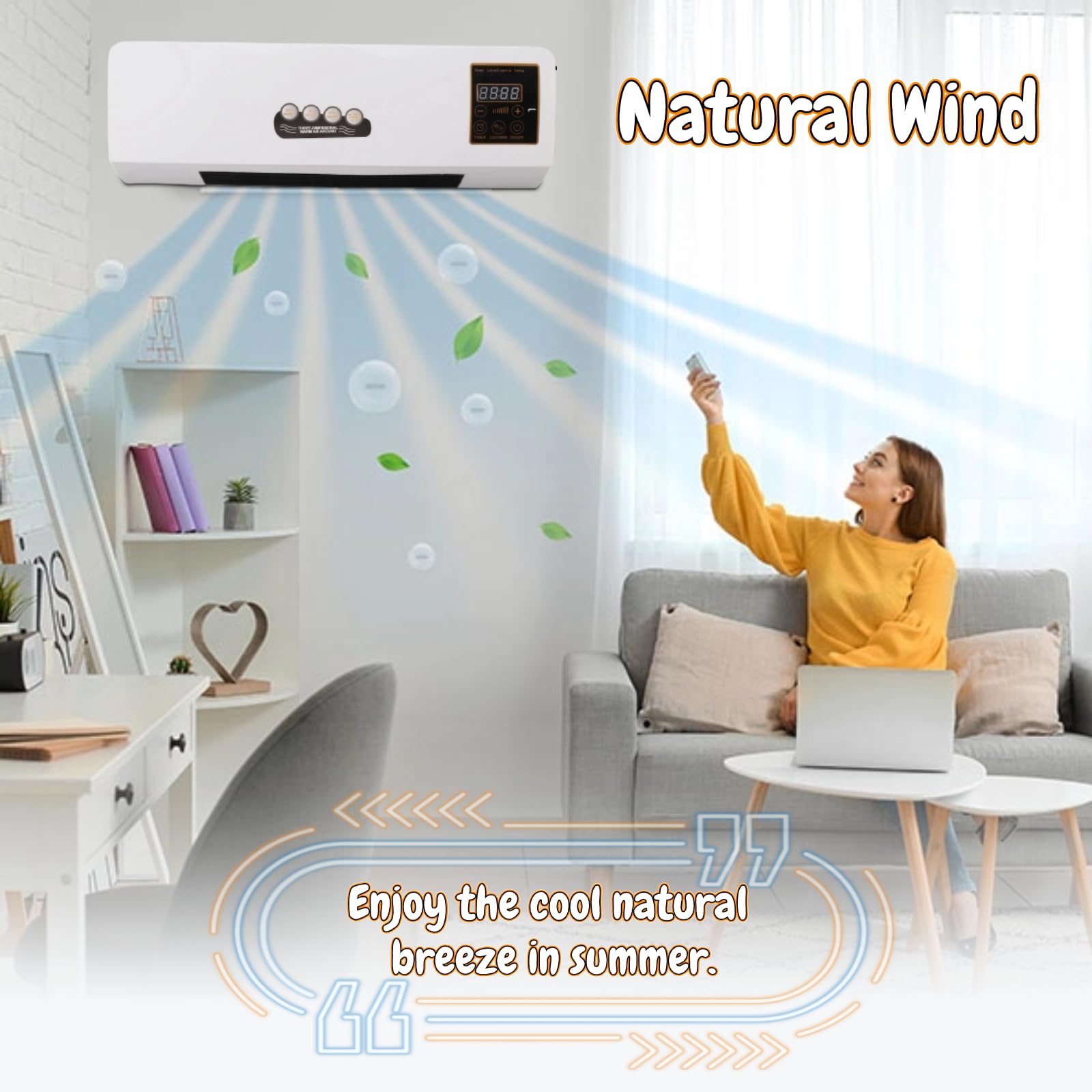 Wall Mounted & Portable AC with Heater - 110V Dual Use Highly Efficient Wide Angle Mobile Small Air Conditioner for Home & Office | Cooling & Heating Solution for Bedrooms, Living Rooms & Small Spaces