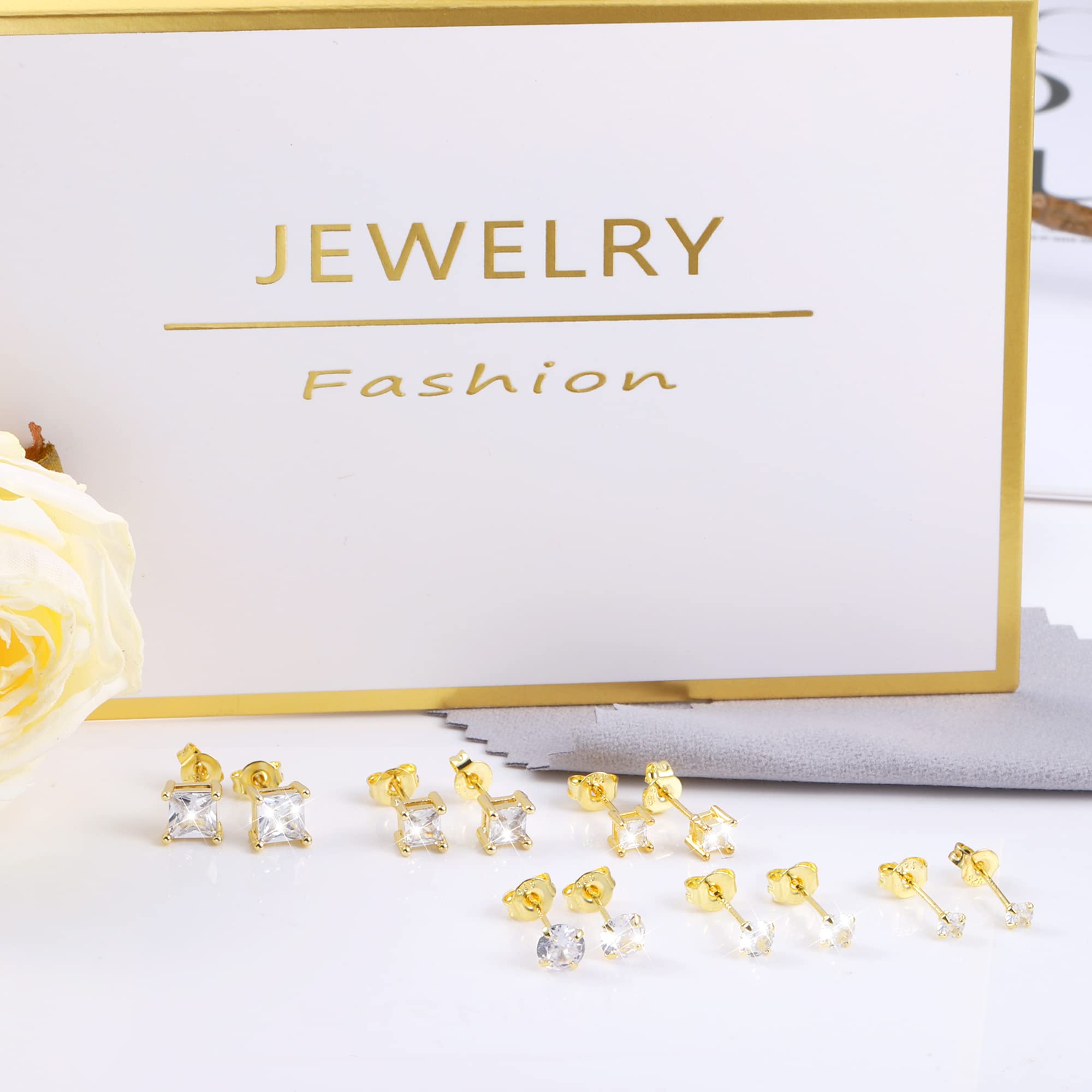 ALEXCRAFT Small Stud Earrings for Women - Diamond & Ball Stud Earrings Set, Dainty Cute Earrings for Everyday Wear, Gift for Her | Perfect for Work, Date Night & Special Occasions