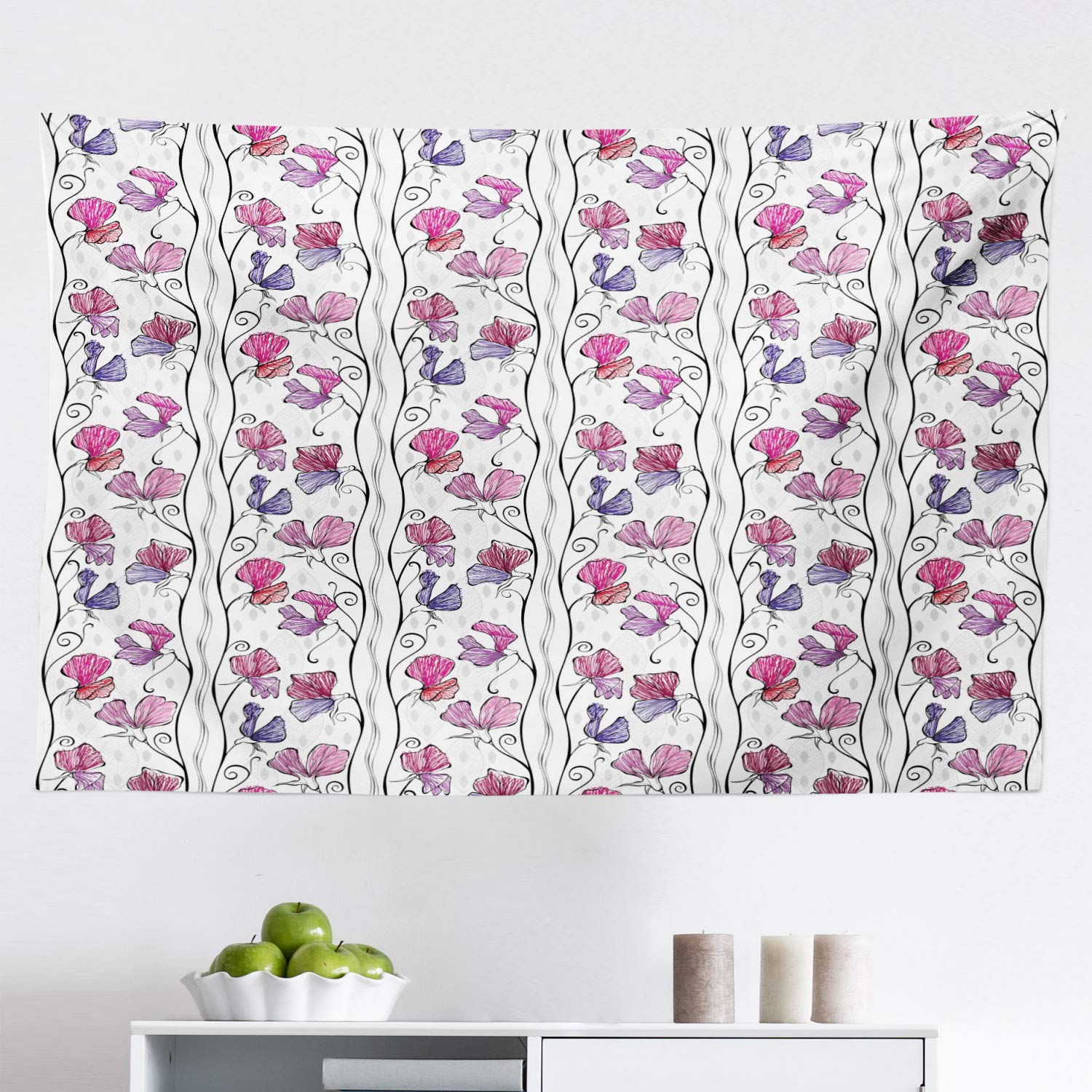 Ambesonne Spring Floral Tapestry - Abstract Repeating Flower Pattern Wall Hanging Decor for Bedroom, Living Room & Dorm - 45x30 Inch Multicolor Bohemian Home Decor - Perfect for Spring Decorations & Boho Chic Interior Design