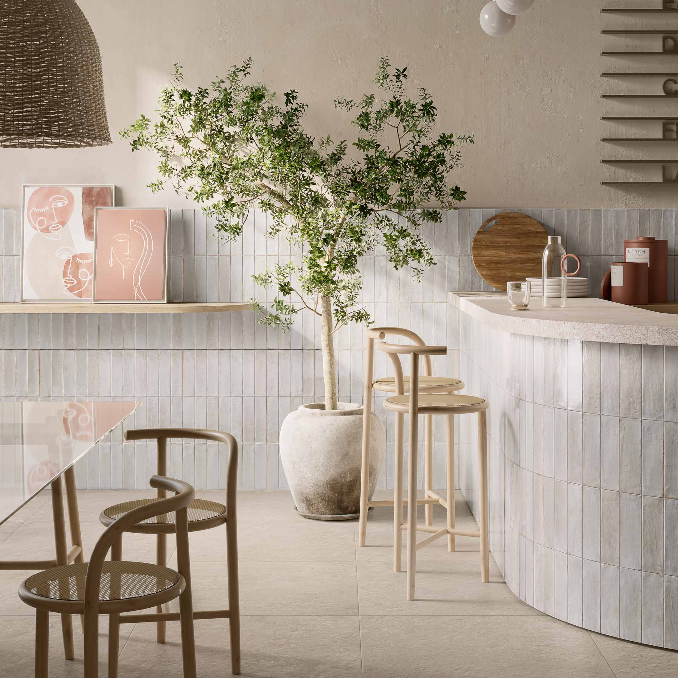 Magnolia Zellige Subway Tiles - Handmade Ceramic Wall & Backsplash Tiles for Kitchen, Bathroom, and Shower Decor