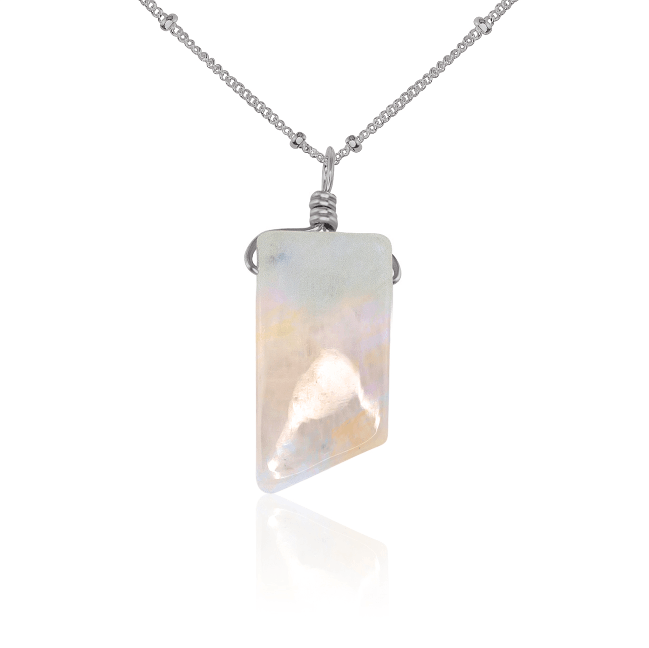 Rainbow Moonstone Pendant Necklace - Smooth Crystal Point Jewelry for Women | Perfect for Meditation, Yoga & Spiritual Healing