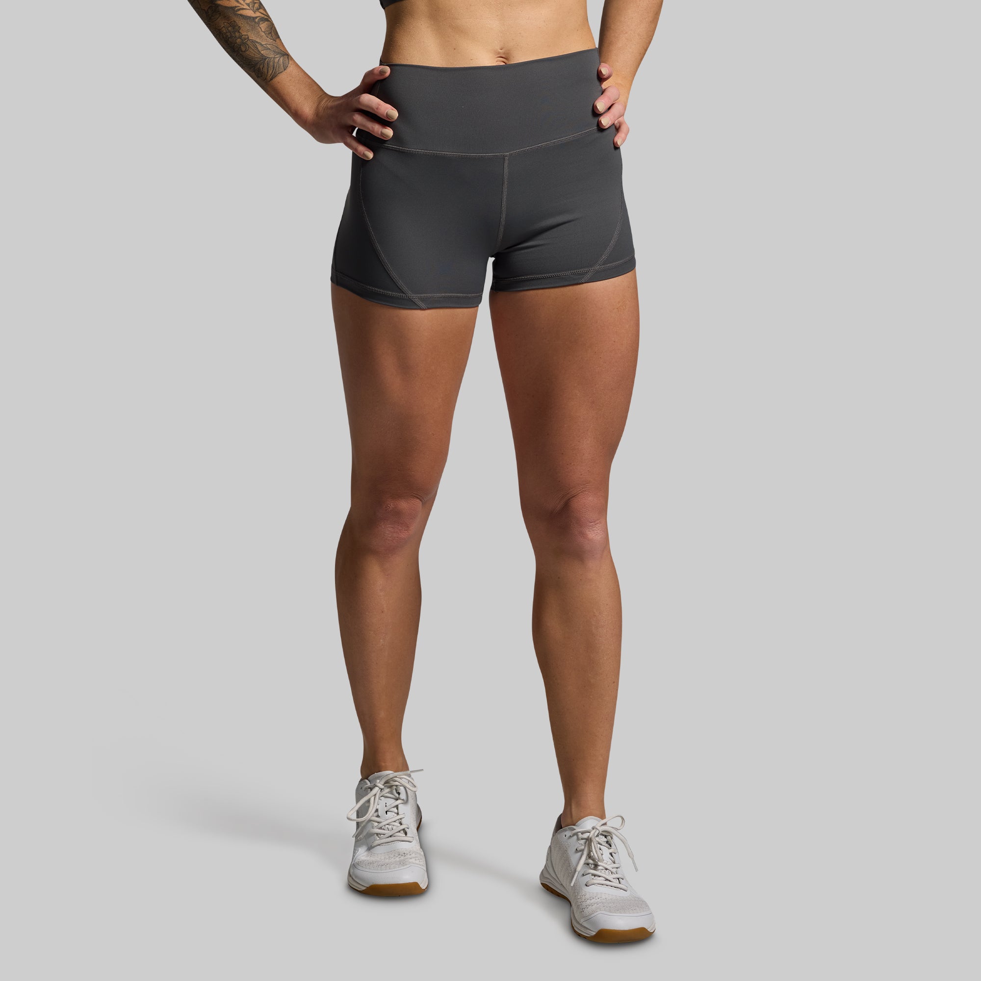 High Waist Booty Shorts for Women - Sexy Gym Workout Shorts (Gunmetal) | Perfect for Yoga, Running & Summer Outfits