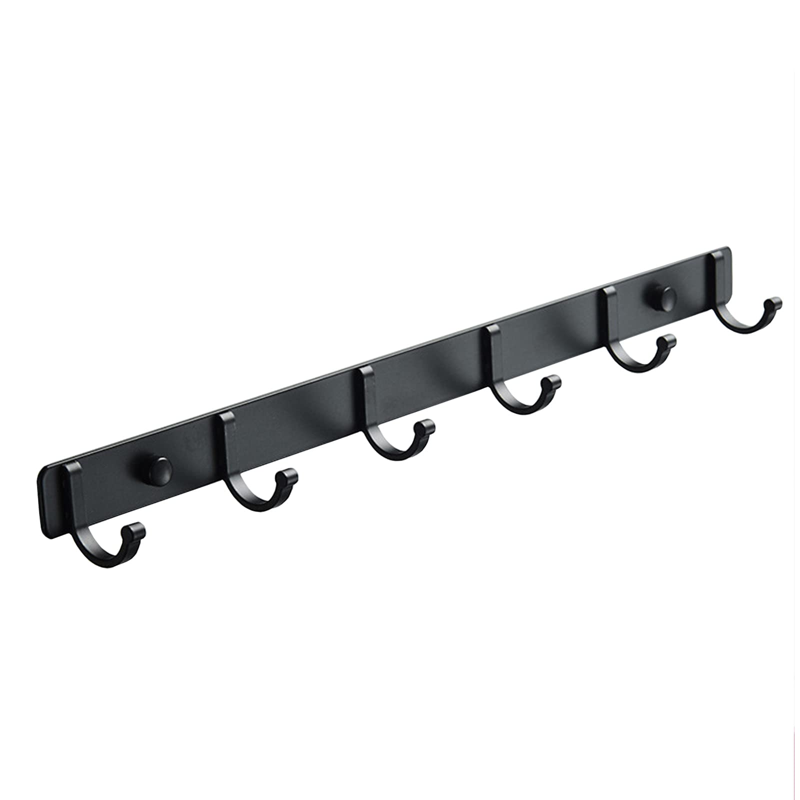 Modern Black Wall Mounted Coat Rack with 6 Hooks - 17.32 x 1.50 Inch Entryway Organizer for Jackets, Hats & Towels - Space Saving Clothes Hanger for Bathroom, Bedroom & Hallway