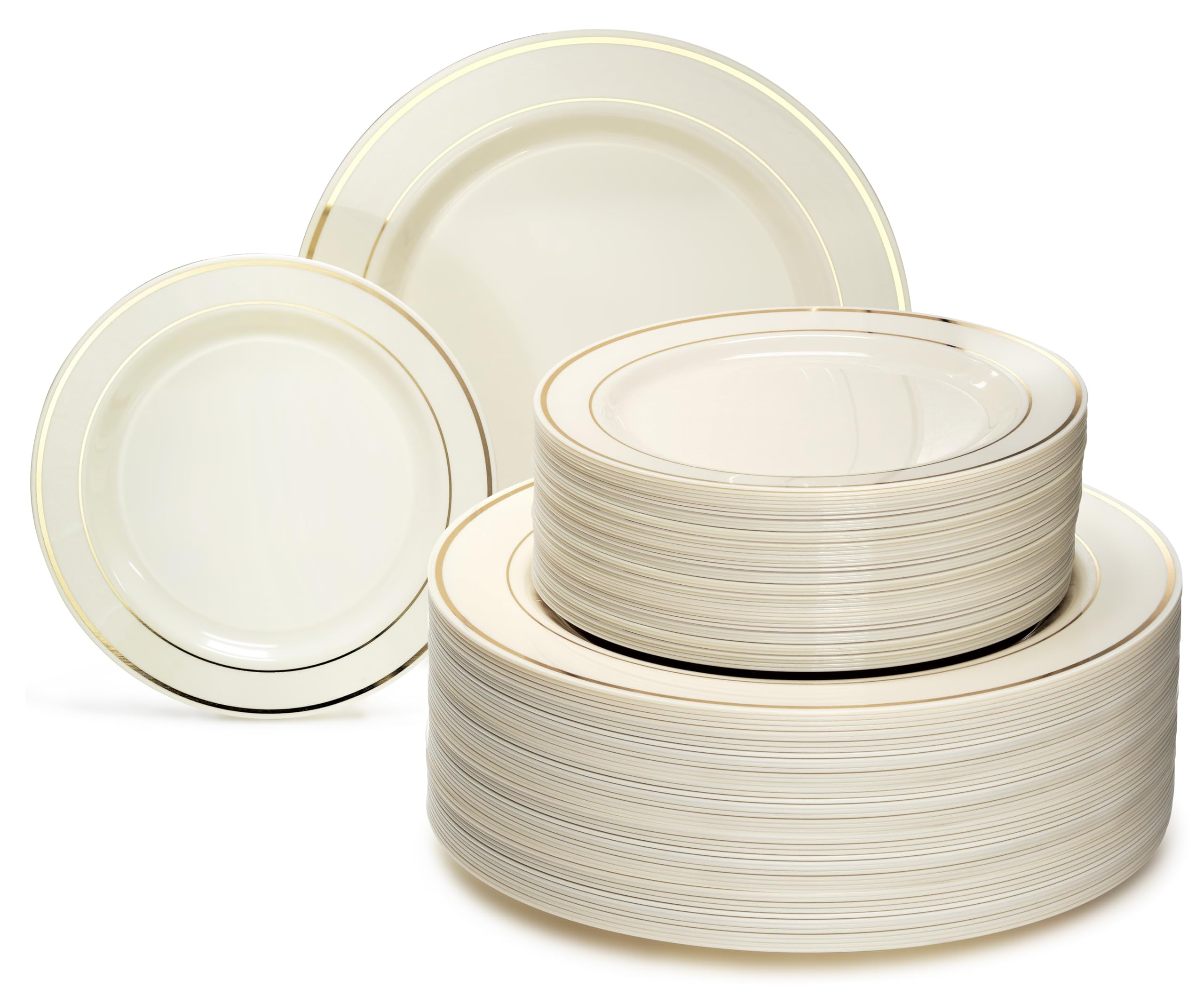 240-Pack Heavyweight Premium Disposable Plastic Plates for Weddings & Parties - 120 x 10.5