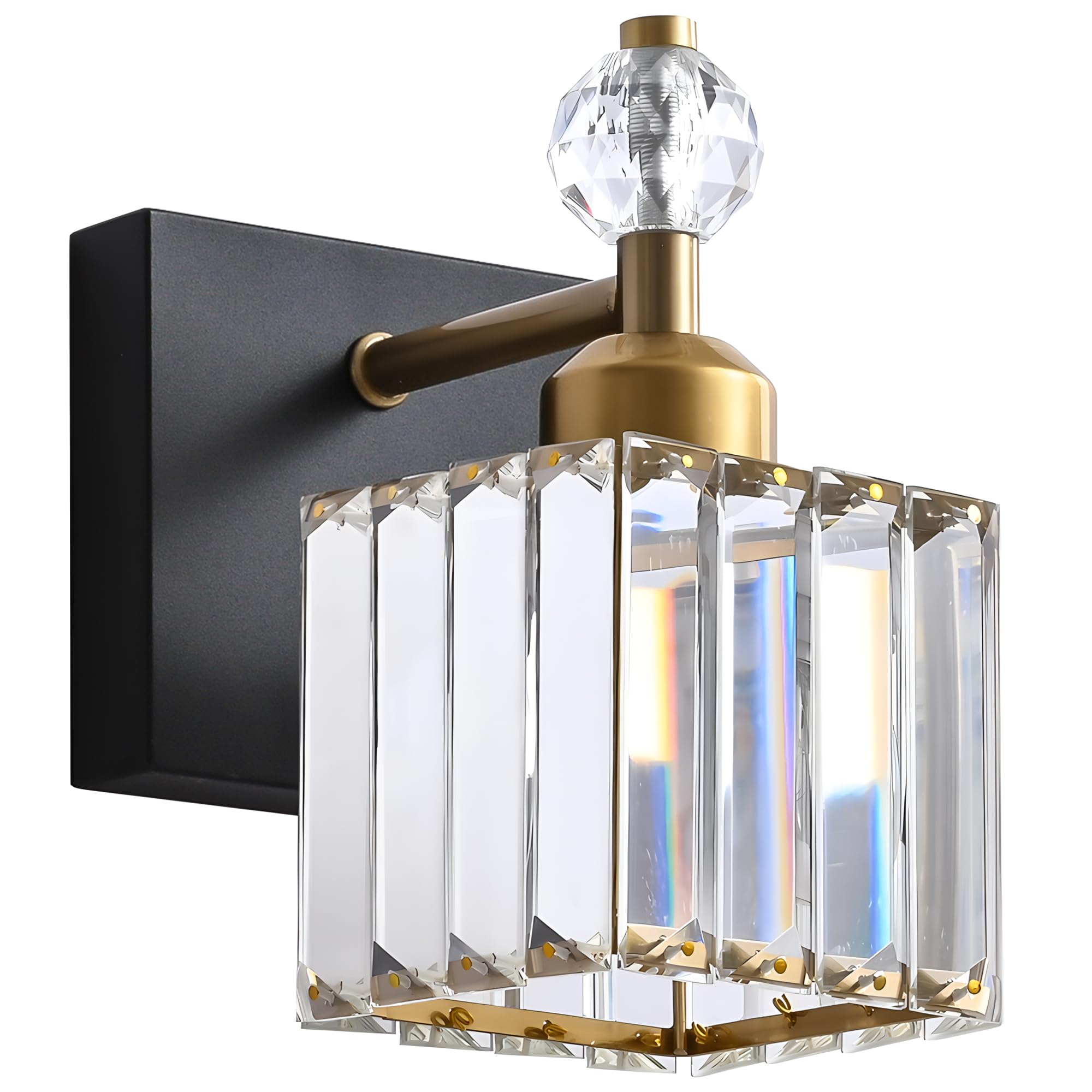 Modern Crystal Bathroom Vanity Light - Black Wall Lamp for Bathroom Mirror Lighting