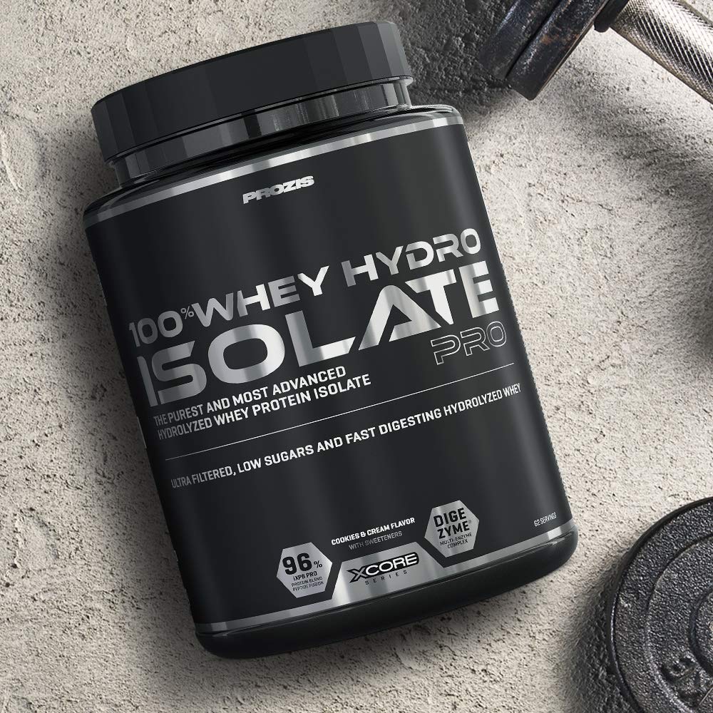 Prozis 100% Whey Hydro Isolate Protein Powder - Cookies & Cream Flavor, 4.4lb (2000g) for Muscle Recovery & Post-Workout Nutrition | Gym Supplement for Athletes & Bodybuilders
