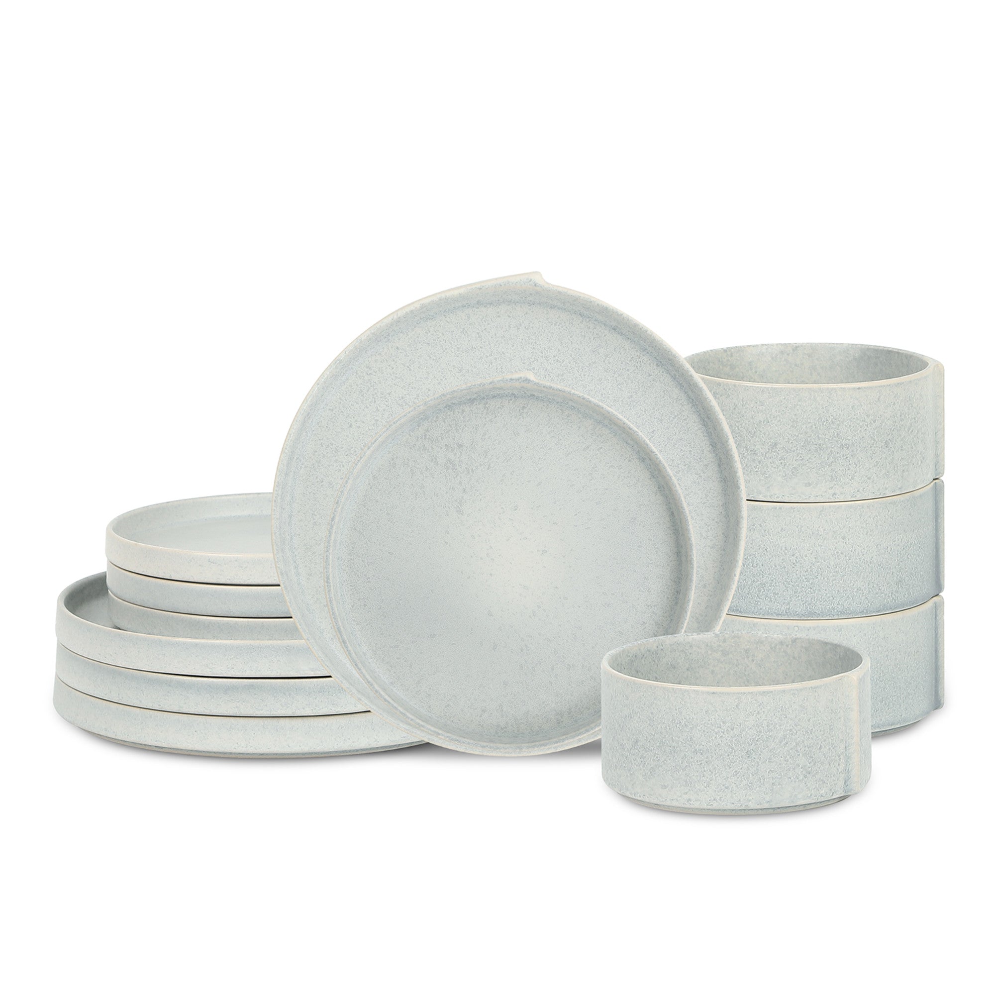 Premium Blue Grey Stoneware Dinnerware Set - 16-Piece Porcelain Tableware for Everyday & Formal Dining - Durable & Stylish for Home, Restaurant, or Gift Use