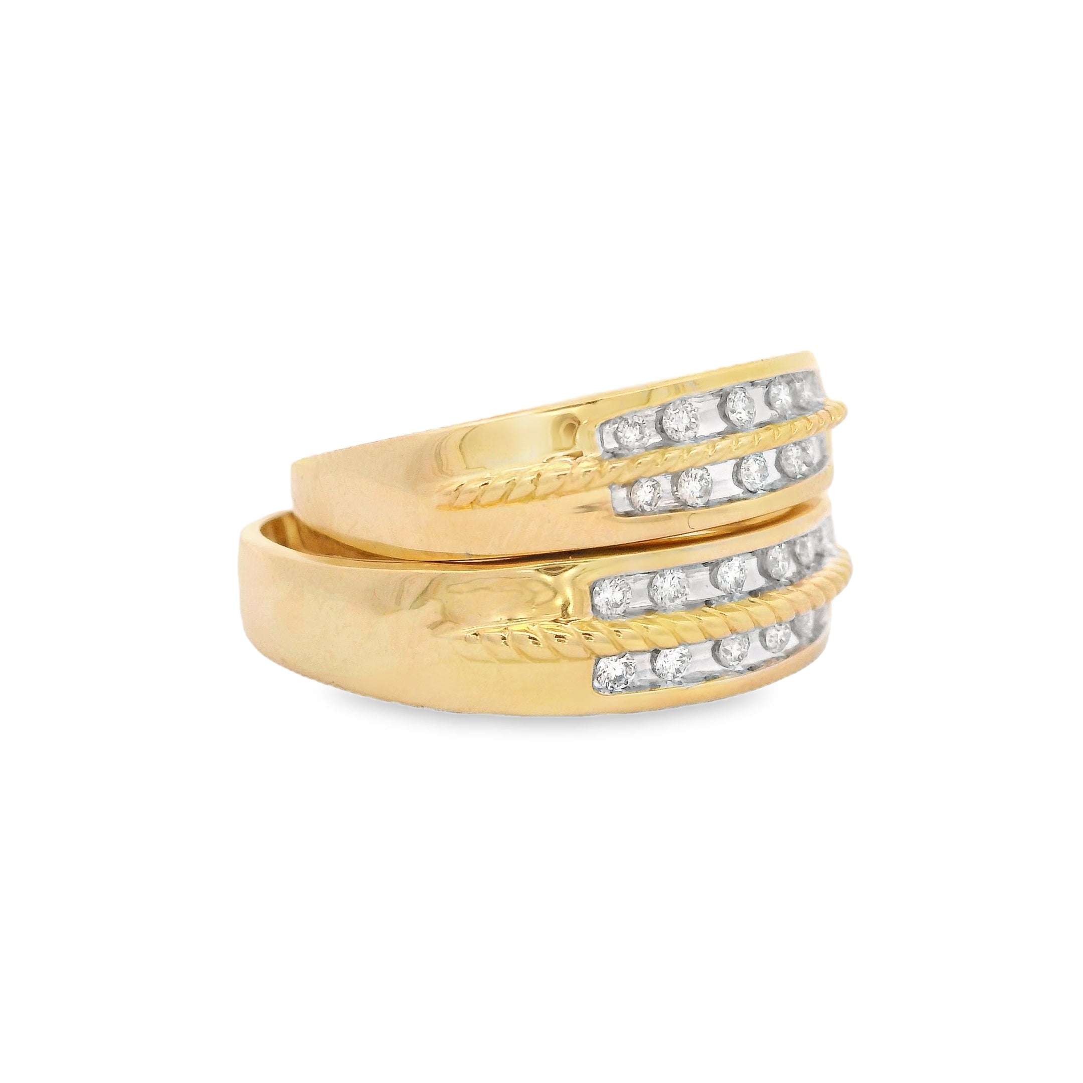 14K Gold Trio Set Diamond Double Line Rings for Women - Elegant Stackable Rings for Engagement, Wedding, Anniversary Gifts | JTJ™ Jewelry