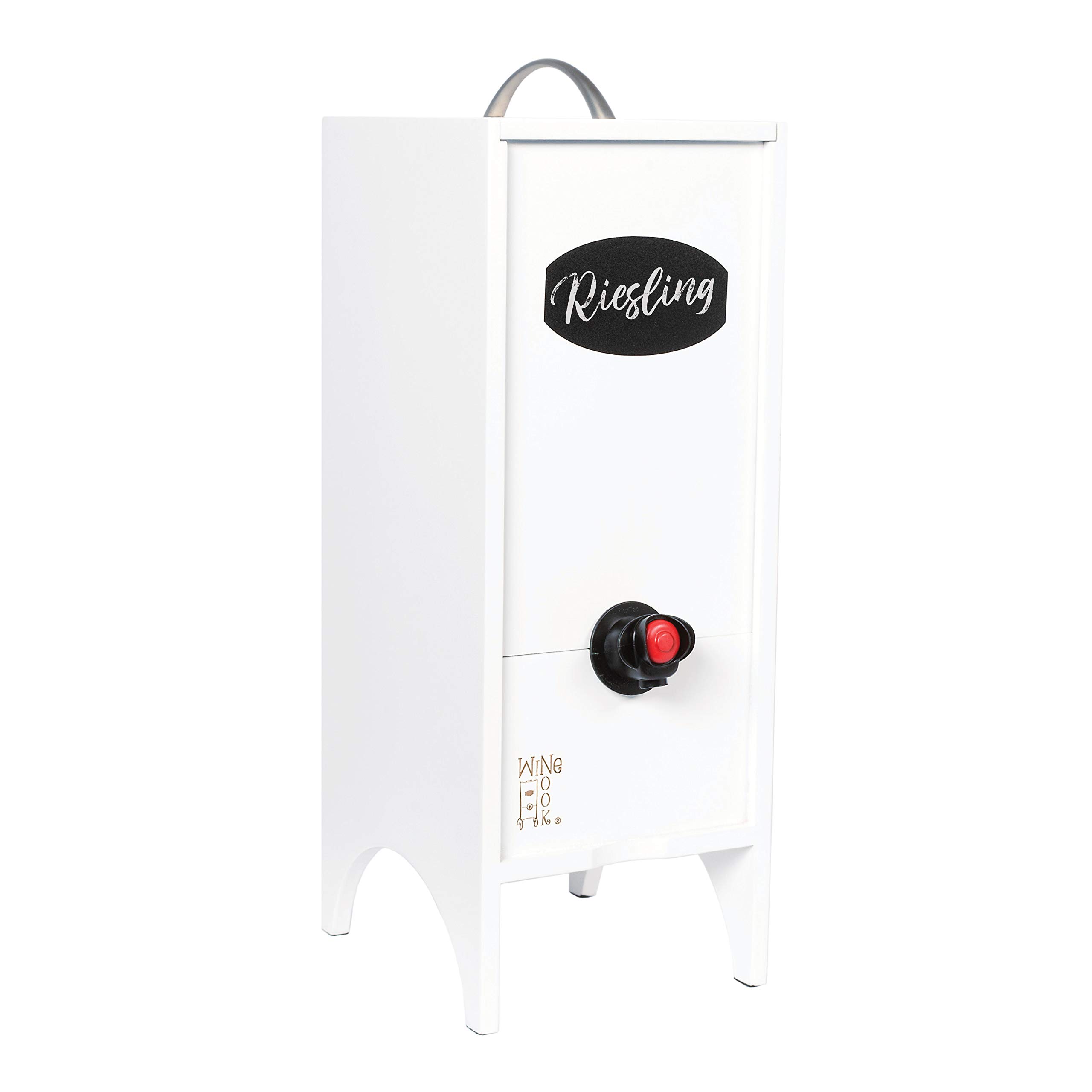White 3L Decorative Wine Dispenser for Cocktails & Beverages - Kitchen Bar Countertop Storage Holder, Wine Party Carrier with Chalk | Perfect for Home Bars, Entertaining & Gift Giving