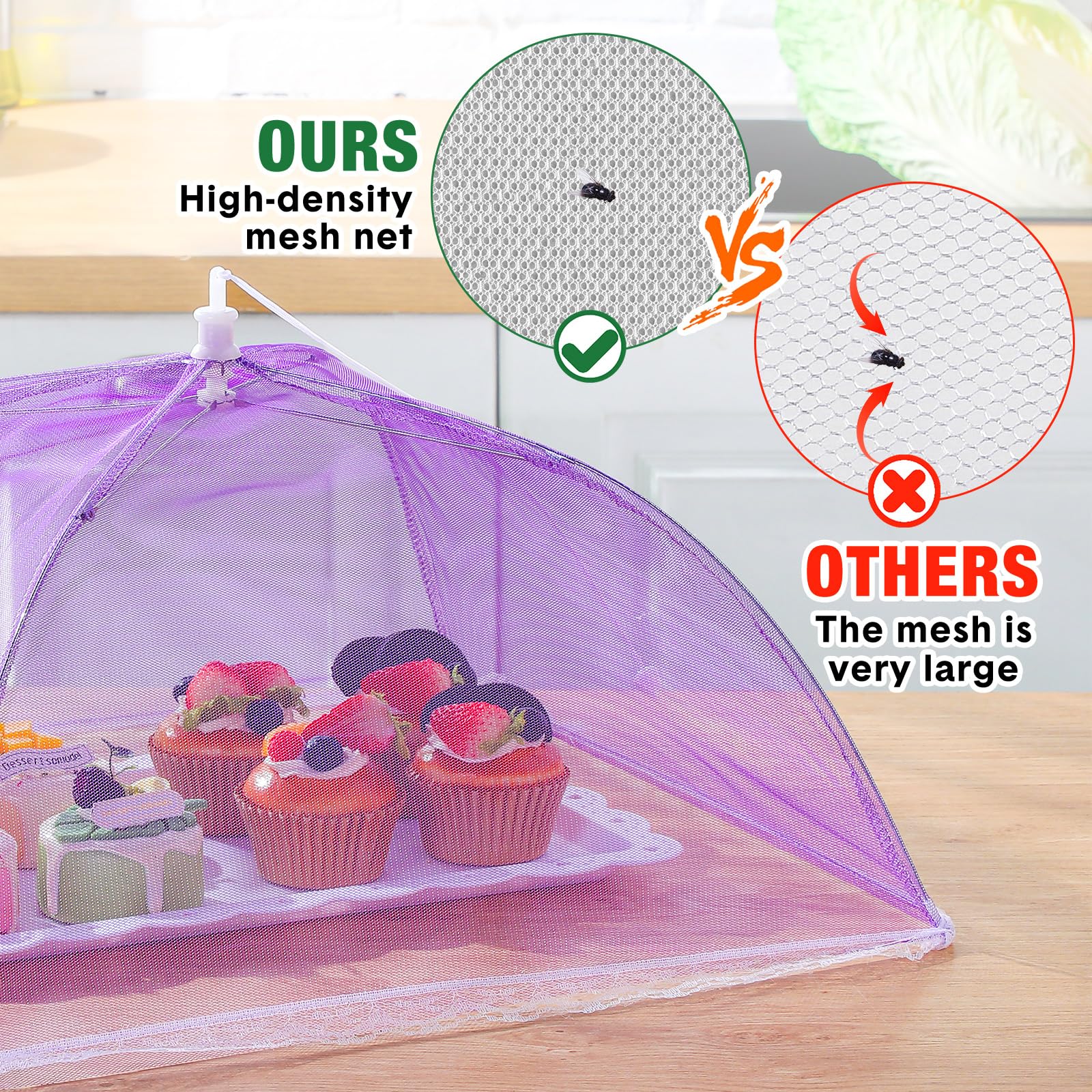 Tanlade 16-Piece Reusable Mesh Food Cover Set - Collapsible Pop-Up Food Tents for Outdoor Dining, Picnics & BBQs - Includes 2 Large (40