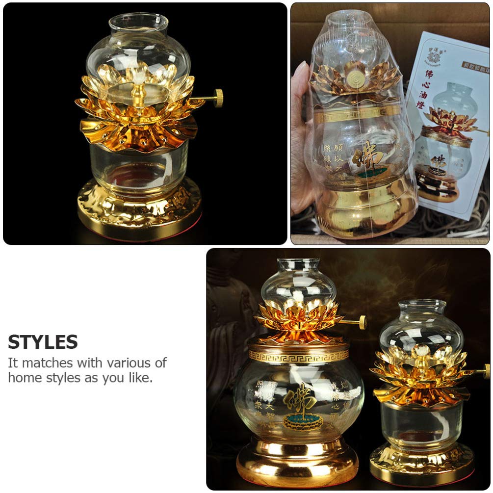 KESYOO Buddha Lamp - Windproof Butter Lamp with Lotus Design, Ghee Candle Holder for Meditation, Yoga & Home Decor - Perfect for Buddhist Altars, Room & Desktop Decoration