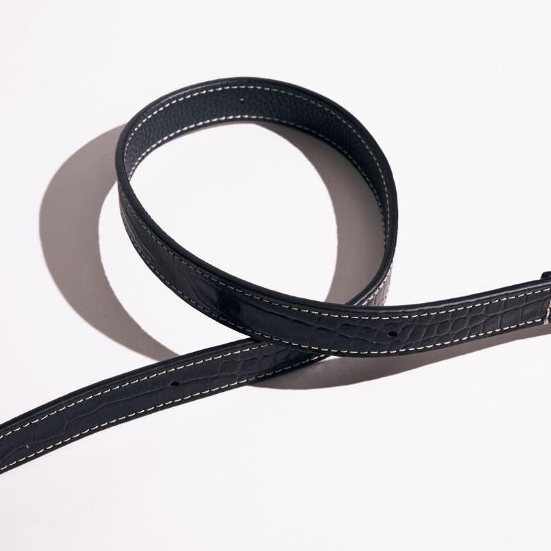 Premium Obsidian Black Leather Dog Leash - Heavy Duty, Adjustable, Reflective Stitching - Perfect for Walking, Training & Outdoor Adventures with Your Pet